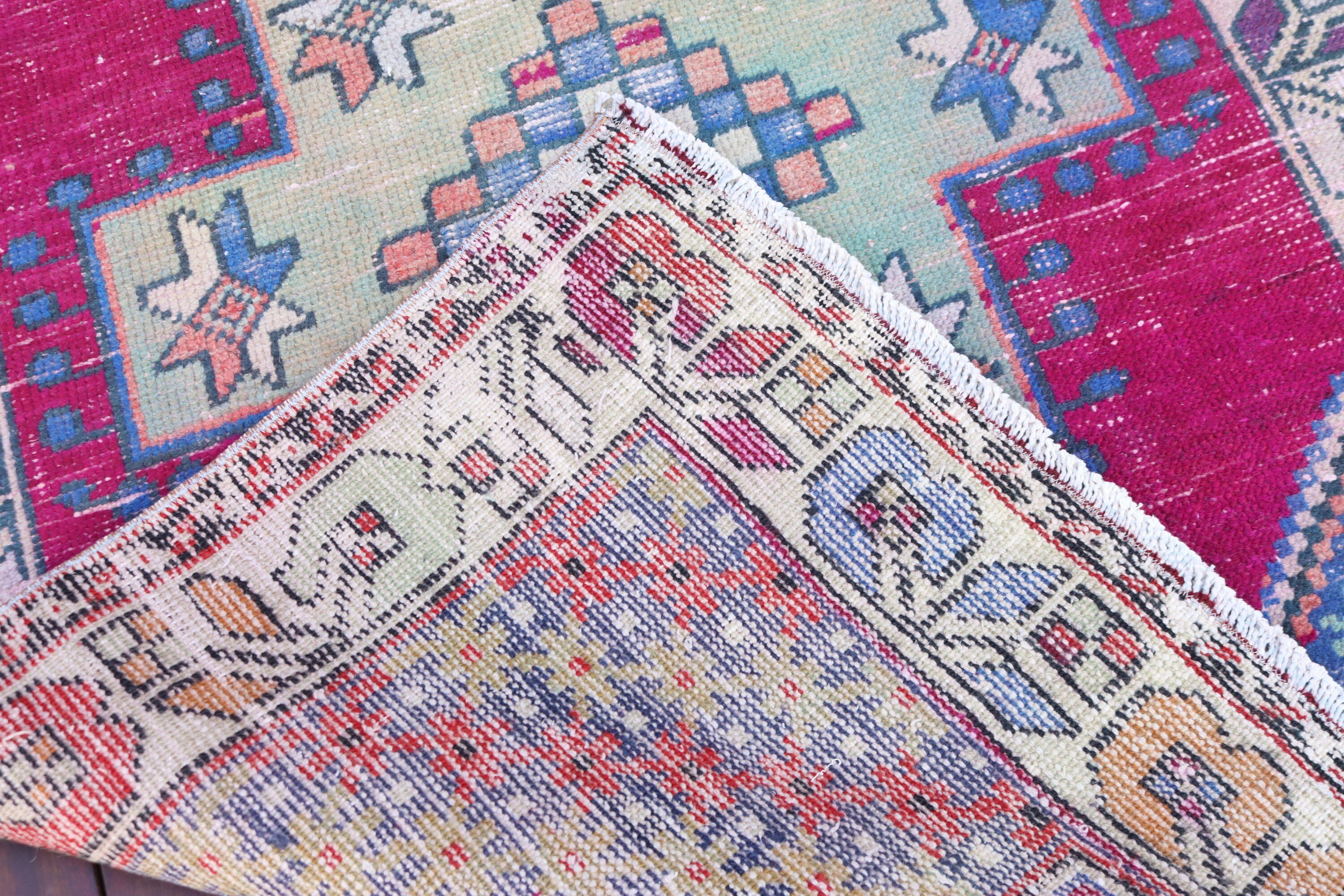 Türk Halısı, Lüks Halı, 3.3x9.4 ft Runner Halısı, Vintage Halı, Statement Halıları, Runner Kilimleri, Pembe Statement Halısı, Mutfak Halısı, Modern Halı