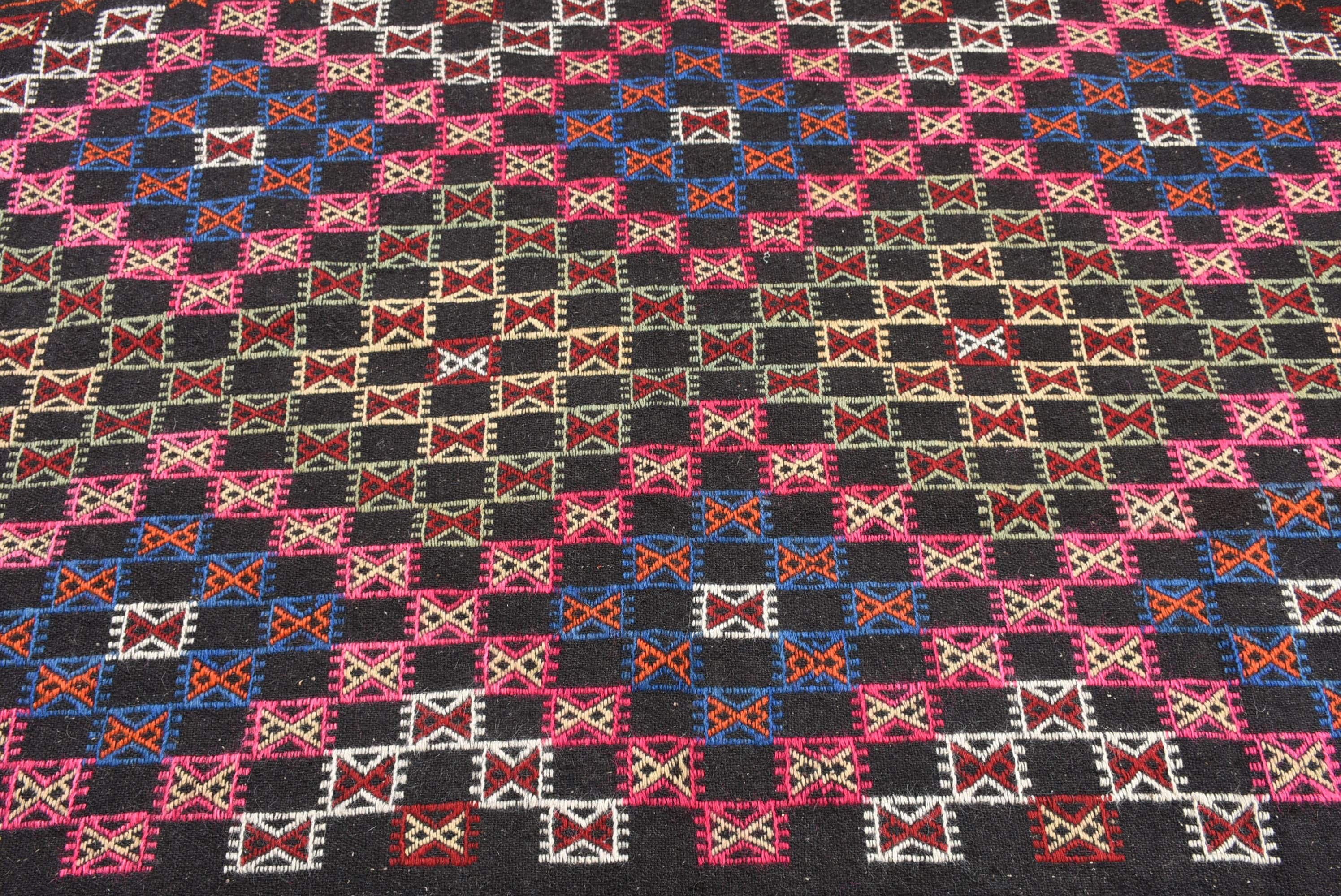 Living Room Rug, Vintage Rugs, Turkish Rug, Kilim, Black Cool Rug, Old Rug, Cool Rug, Dining Room Rug, 4.6x11.1 ft Large Rugs, Bedroom Rugs