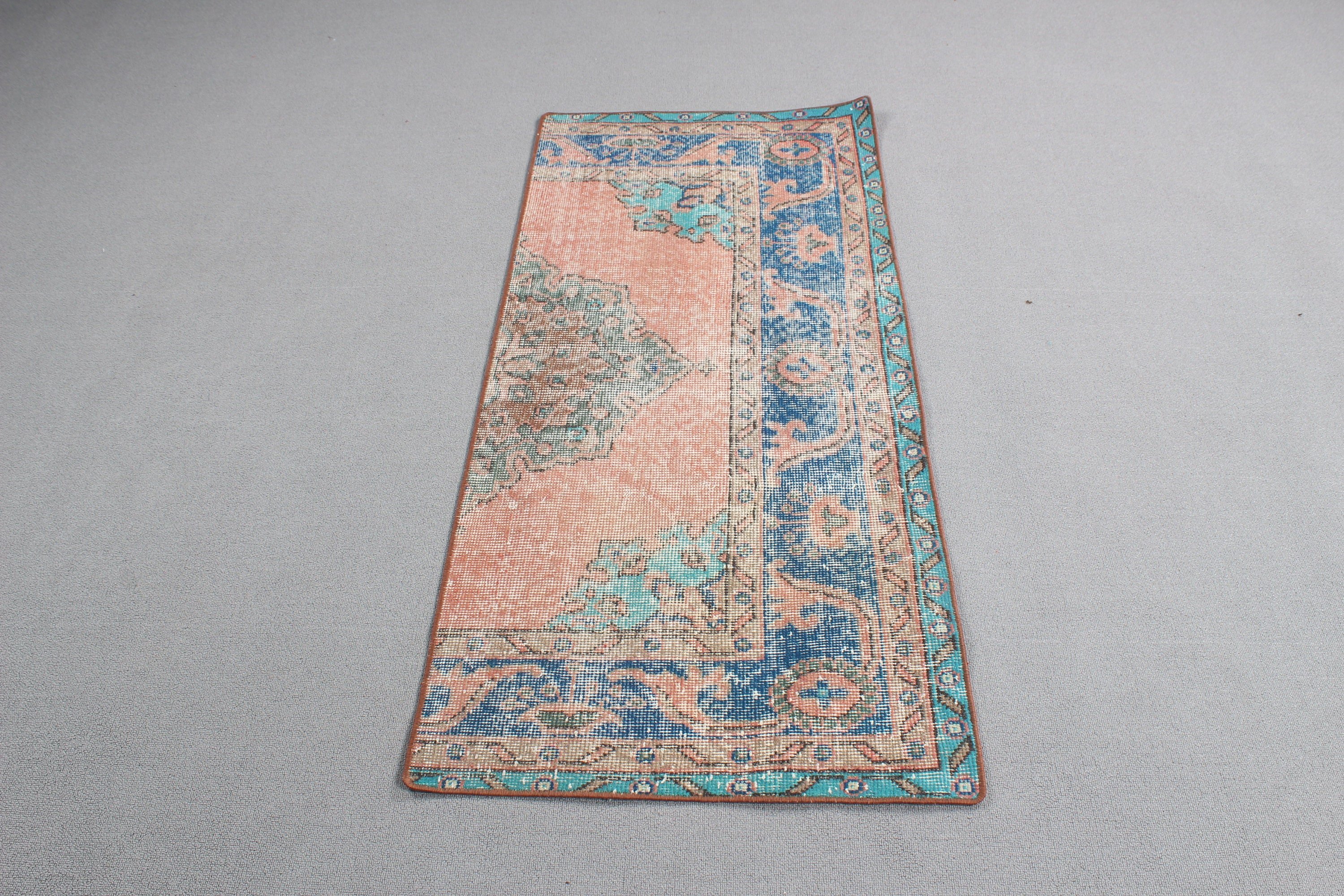 Oriental Rug, Organic Rug, Vintage Rugs, Neutral Rugs, Turkish Rug, 2.1x4.8 ft Small Rugs, Small Boho Rugs, Blue Modern Rug, Small Area Rug