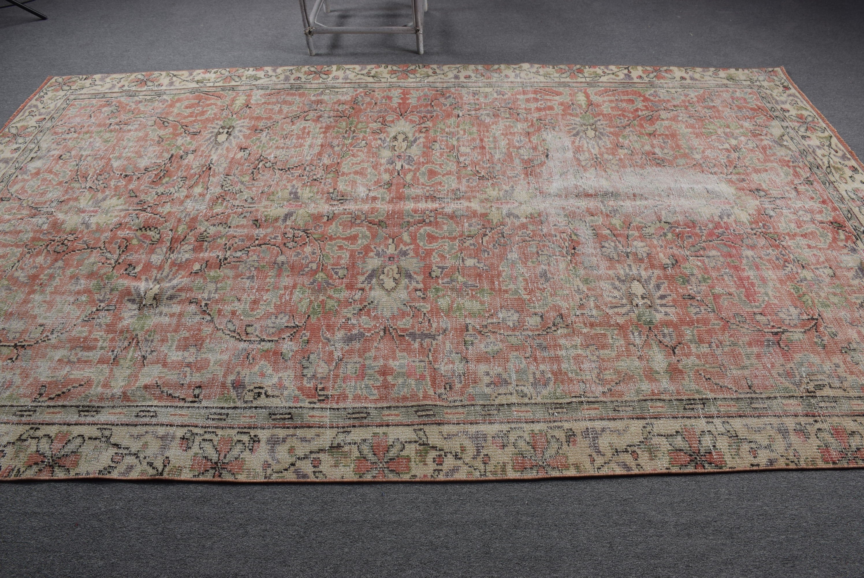 Vintage Halı, Yatak Odası Halısı, Oturma Odası Halıları, Kırmızı 6.3x10.2 ft Büyük Halı, Türk Halıları, Salon Halıları, Havalı Halı