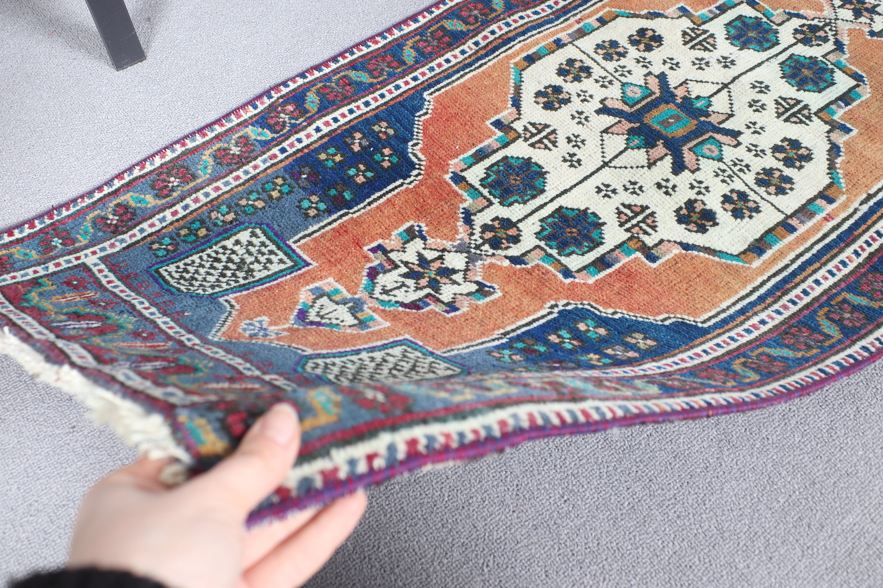 Yün Halı, Araba Paspas Halıları, Kahverengi Fas Halısı, Vintage Halı, Mutfak Halıları, Mutfak Halısı, 1.7x3.7 ft Küçük Halı, Yatak Odası Halıları, Türk Halısı