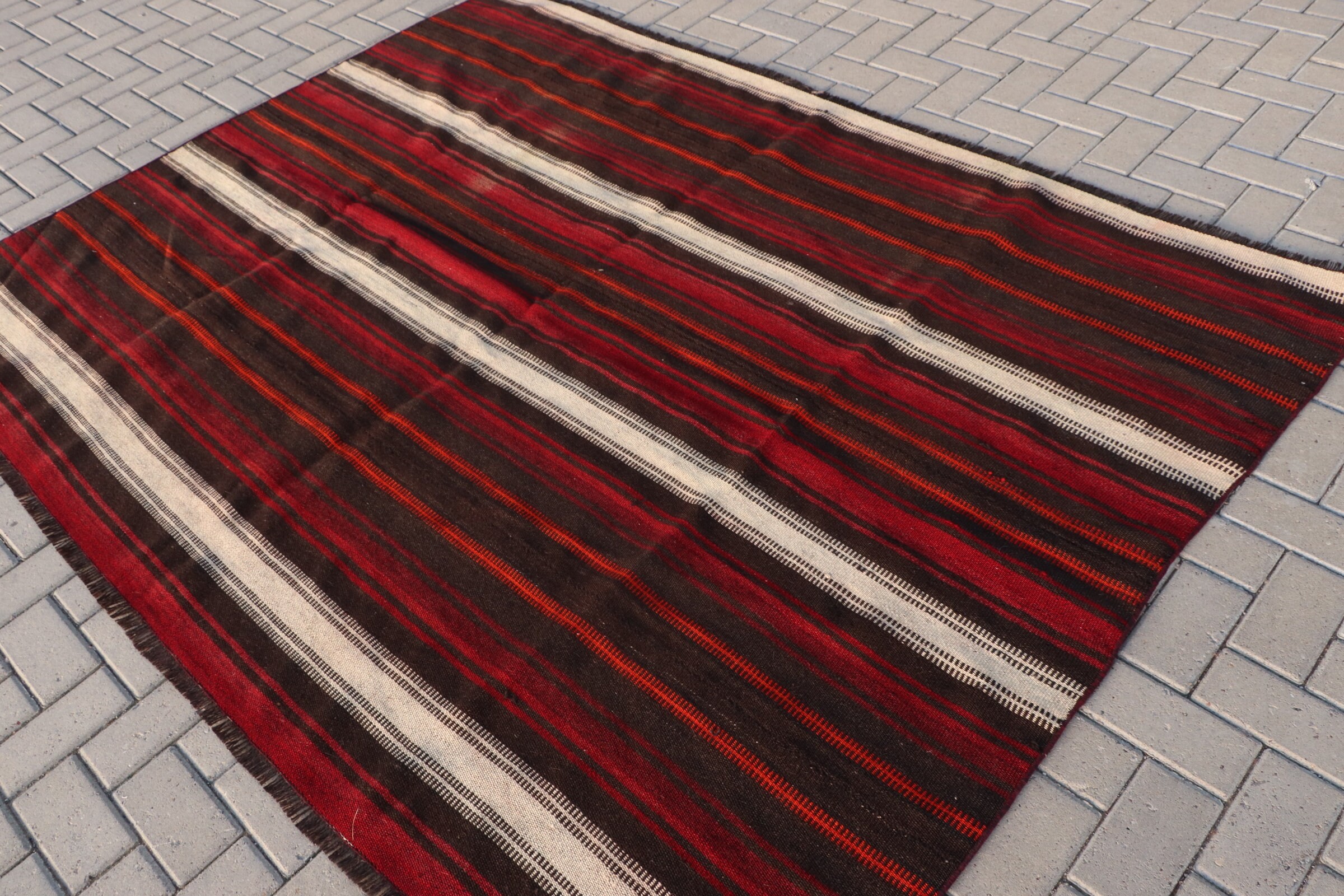 Brown Cool Rug, Bedroom Rug, Turkish Rug, Kilim, 8x5.8 ft Large Rugs, Dorm Rugs, Vintage Rug, Dining Room Rug, Anatolian Rug