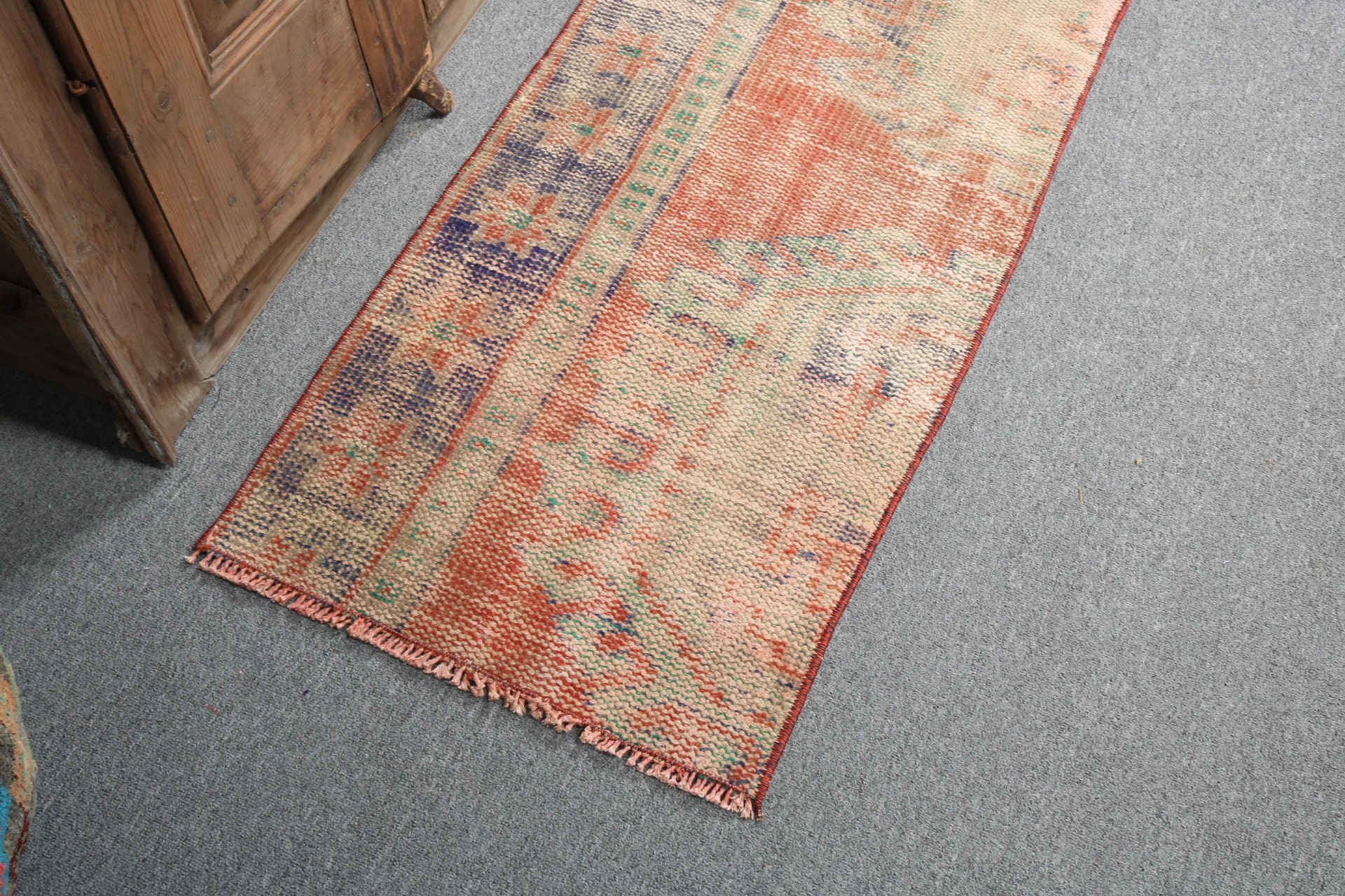 Turkish Rugs, Door Mat Rugs, Wool Bath Mat Rugs, Vintage Rug, Red Neutral Rug, Bedroom Rug, Bath Rug, 1.6x3.1 ft Small Rug, Oriental Rug