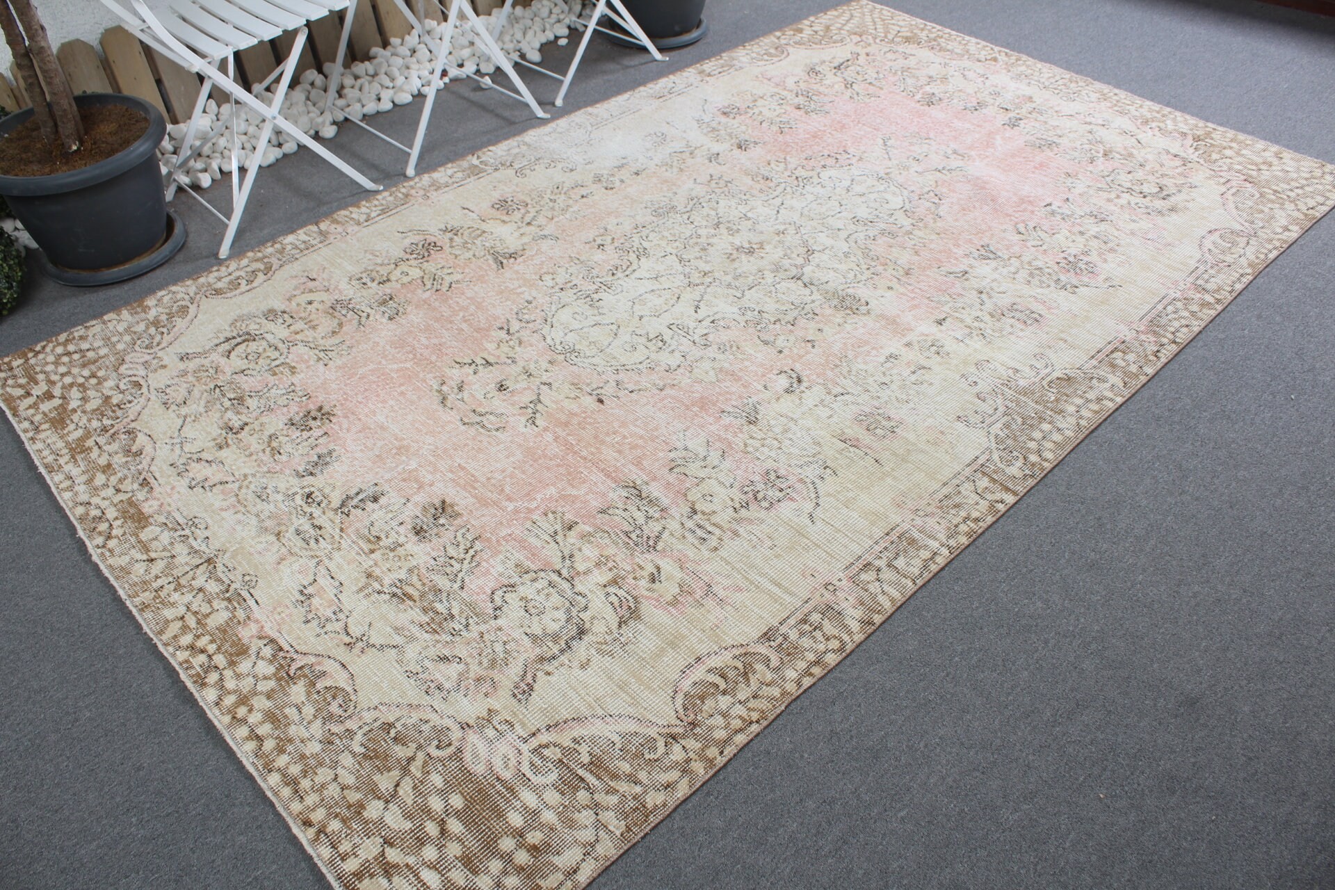 Salon Halıları, Türk Halısı, Salon Halısı, Oturma Odası Halısı, Antika Halı, Vintage Halı, Yün Halılar, Bej 5.5x9.2 ft Büyük Halılar