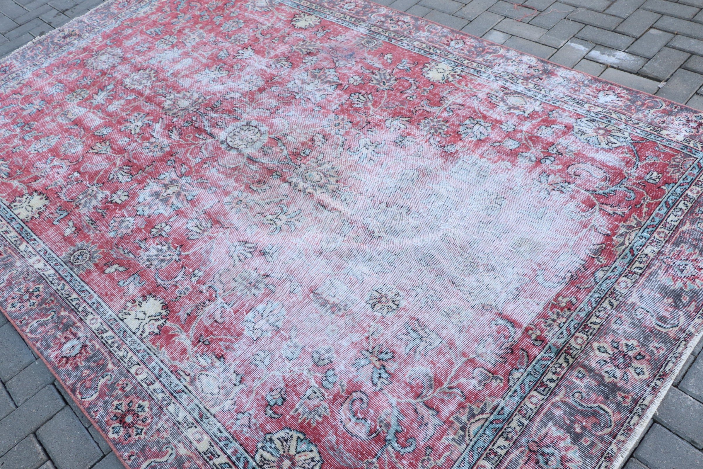 Oriental Rug, 6.3x10 ft Large Rug, Antique Rug, Salon Rug, Bedroom Rugs, Tribal Rugs, Red Home Decor Rug, Vintage Rugs, Turkish Rug