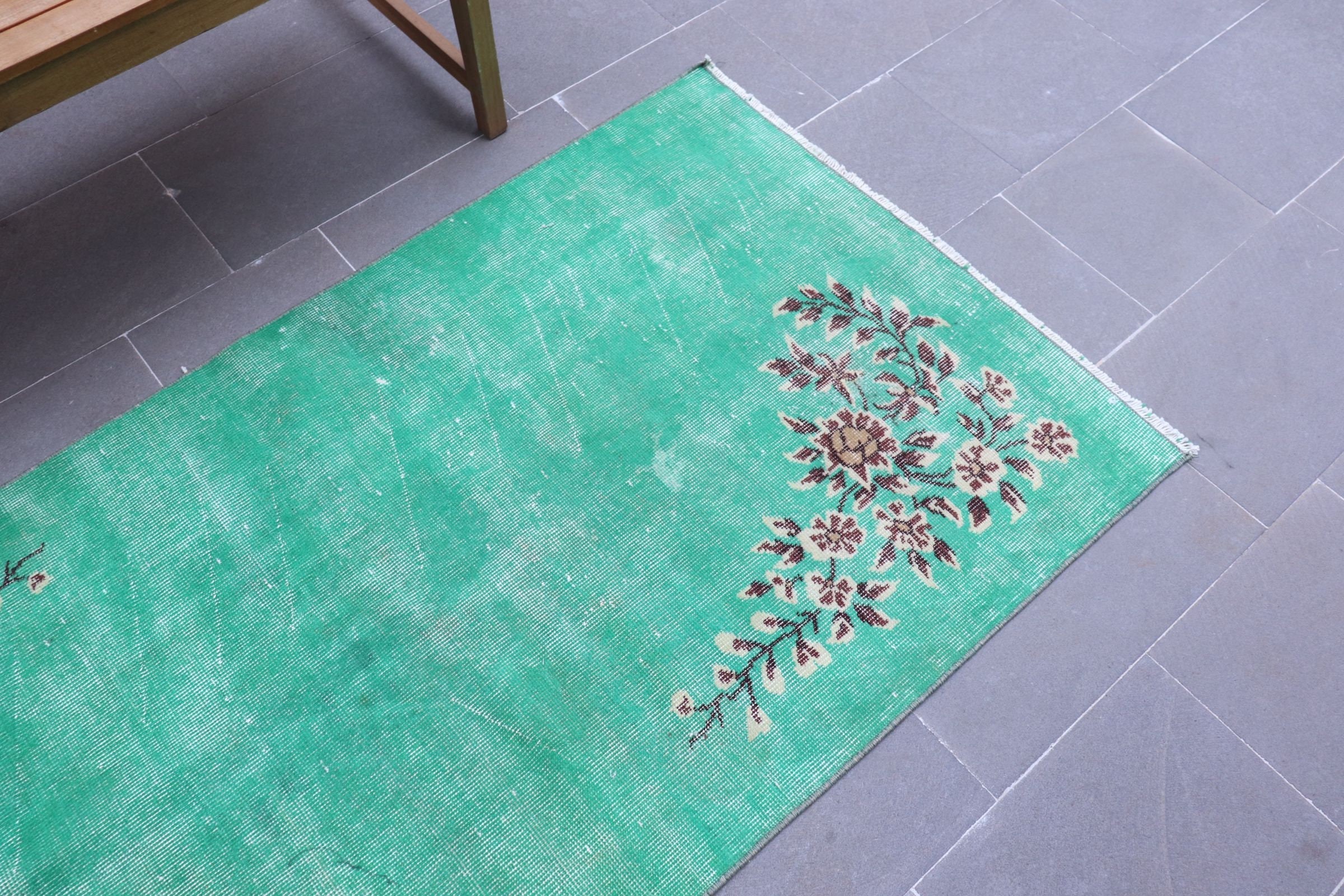 Kitchen Rugs, 3.1x6.5 ft Accent Rugs, Cool Rug, Vintage Rug, Nursery Rug, Turkish Rugs, Rugs for Entry, Bedroom Rug, Green Moroccan Rugs
