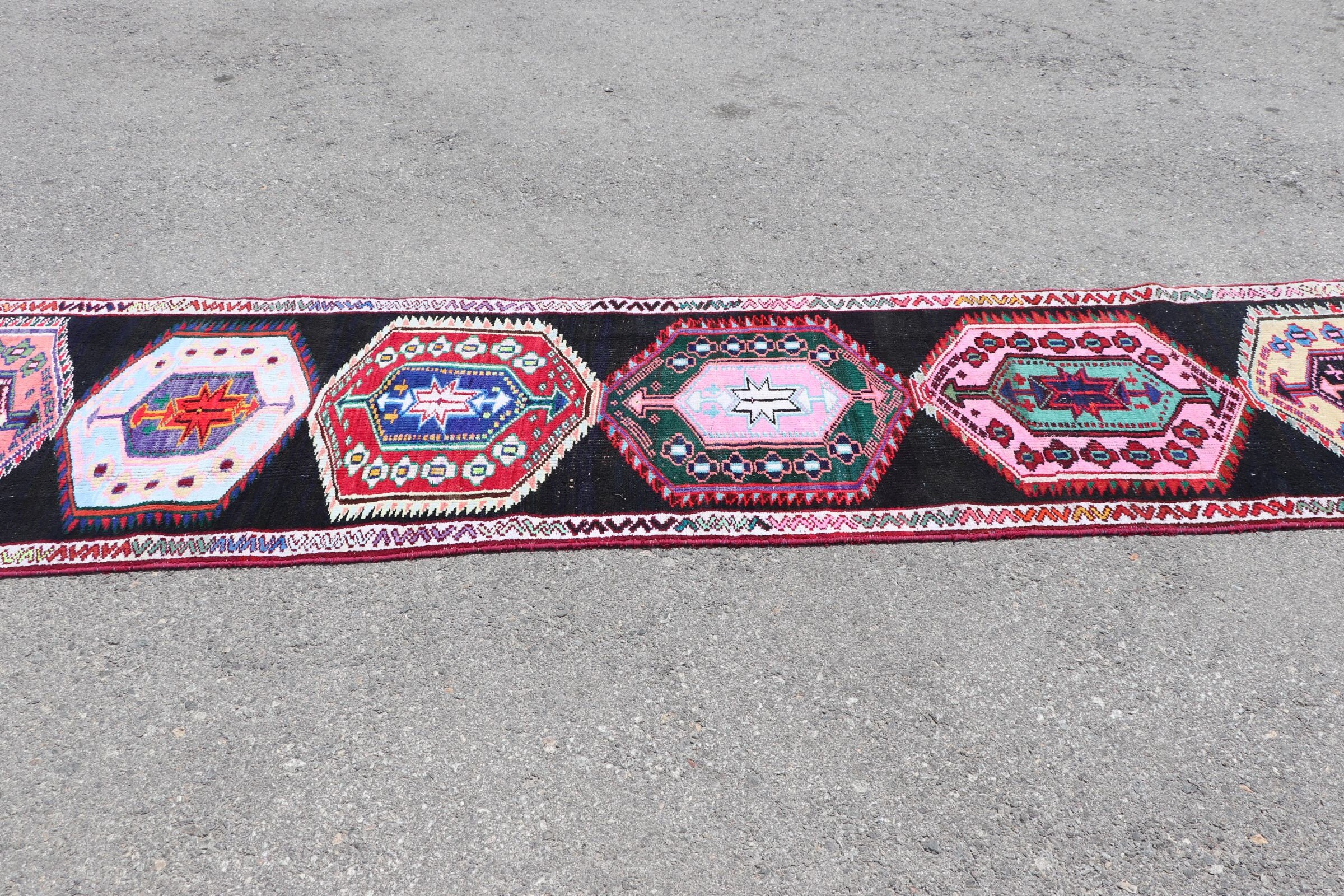 Turkish Rug, Vintage Rugs, Moroccan Rug, Black Antique Rug, Handwoven Rug, 2.8x11.4 ft Runner Rug, Oushak Rugs, Rugs for Kitchen, Stair Rug