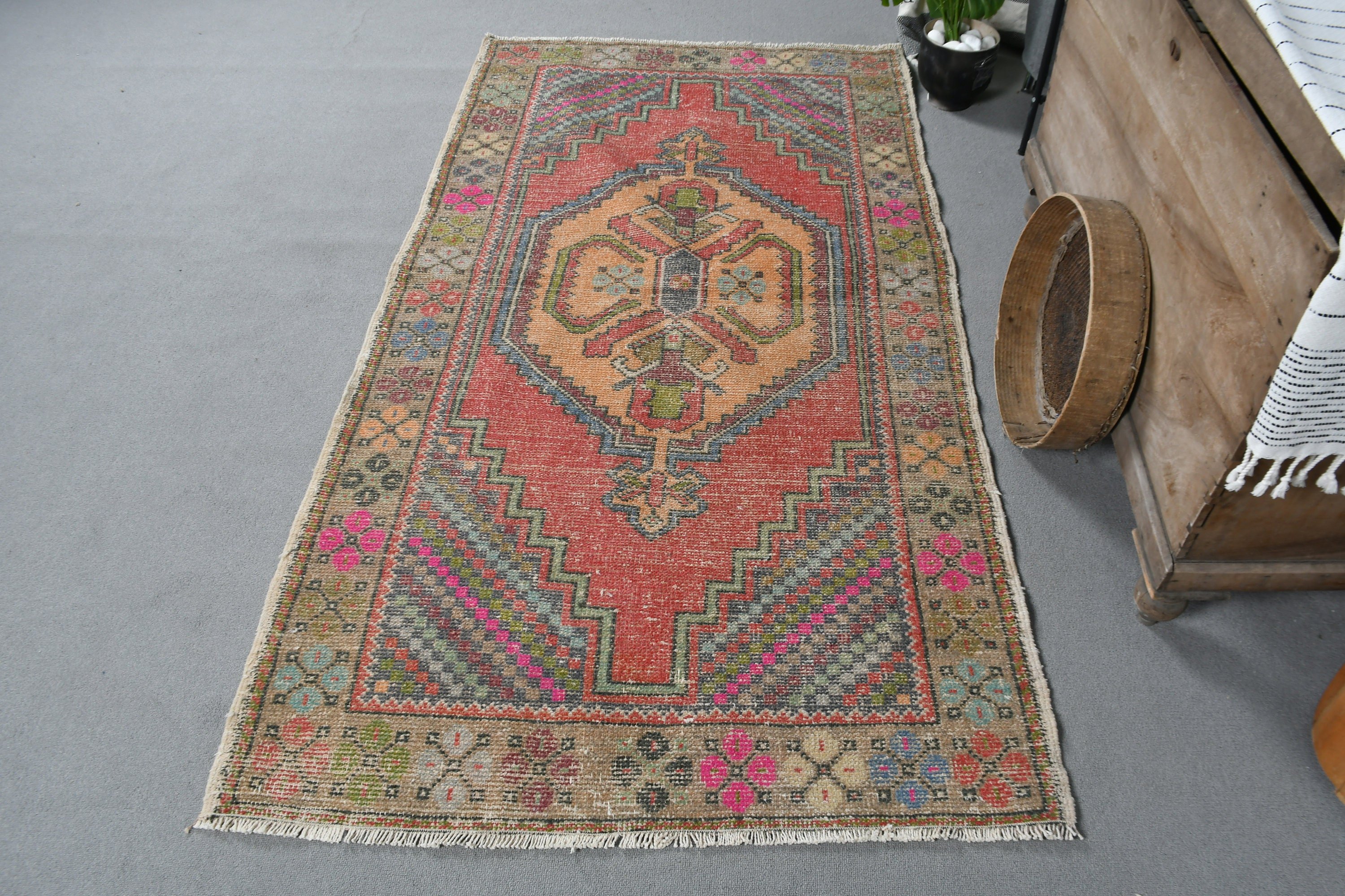 Entry Rugs, Rugs for Kitchen, Turkish Rugs, Vintage Rug, Bedroom Rug, Red Oushak Rug, Cool Rugs, 3.6x6.5 ft Accent Rugs, Moroccan Rug