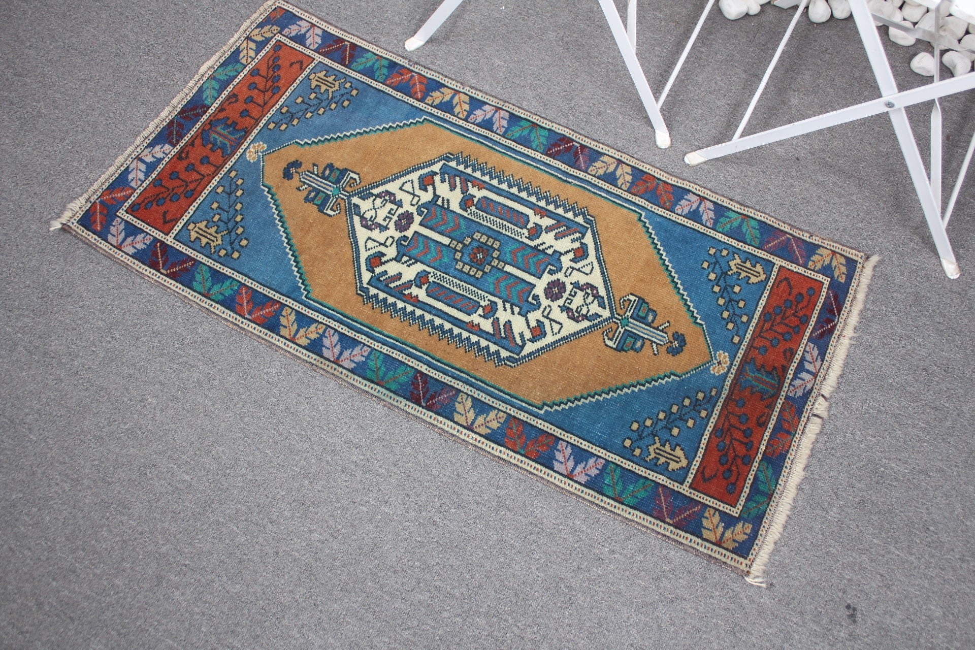 Mutfak Halısı, Antika Halı, Türk Halıları, Vintage Halılar, Turuncu Antika Halılar, Çocuk Halısı, Soyut Halı, Anadolu Halıları, 1.7x3.4 ft Küçük Halı