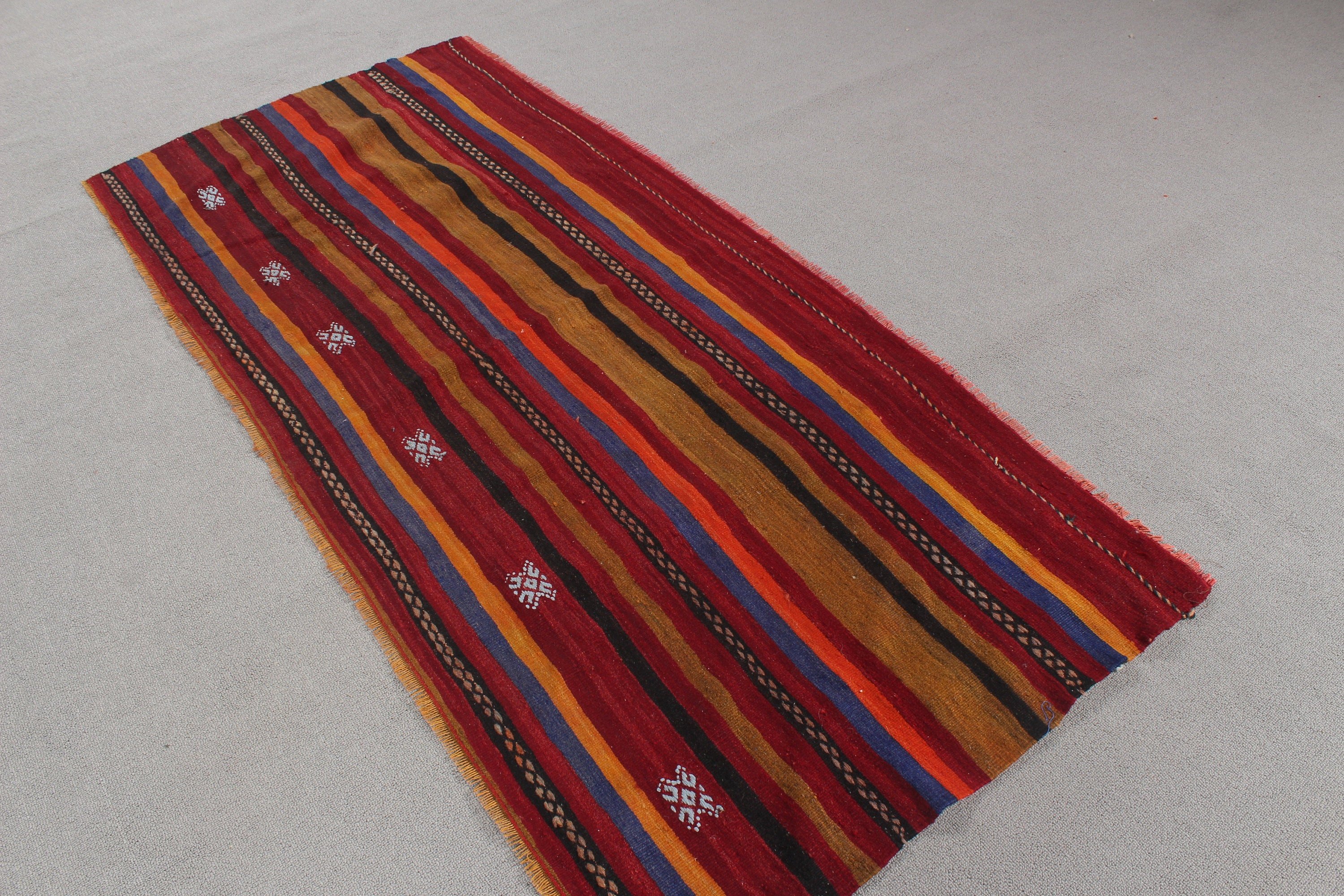 Türk Halısı, Küçük Boho Halıları, Lüks Halı, Modern Halılar, Kırmızı 2.6x5.6 ft Küçük Halılar, Küçük Alan Halısı, Vintage Halı, Kilim