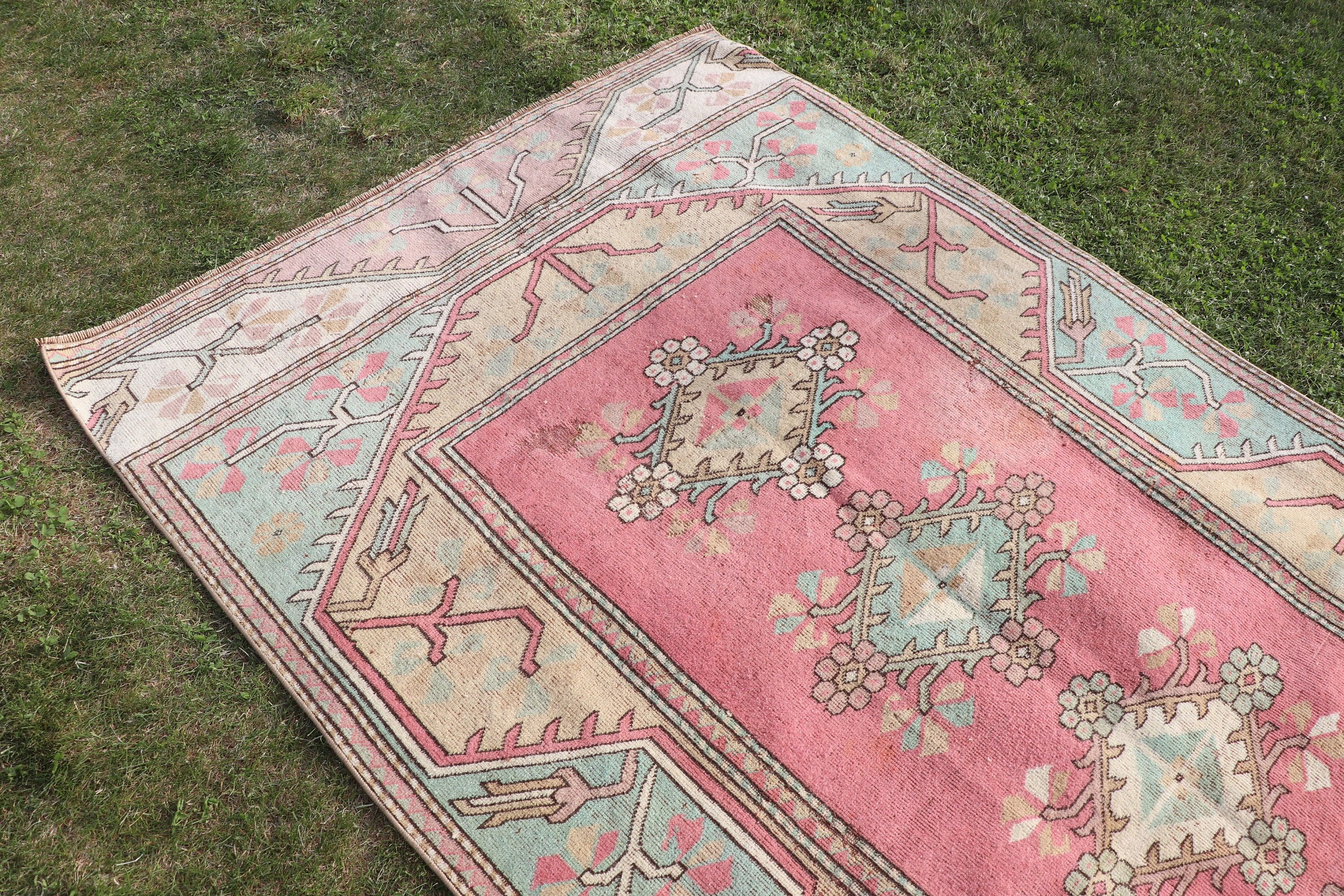 Oryantal Halı, 4.4x9.4 ft Büyük Halılar, Salon Halısı, Kırmızı Boho Halıları, Vintage Halı, Büyük Vintage Halı, Mutfak Halıları, Dekoratif Halılar, Türk Halıları