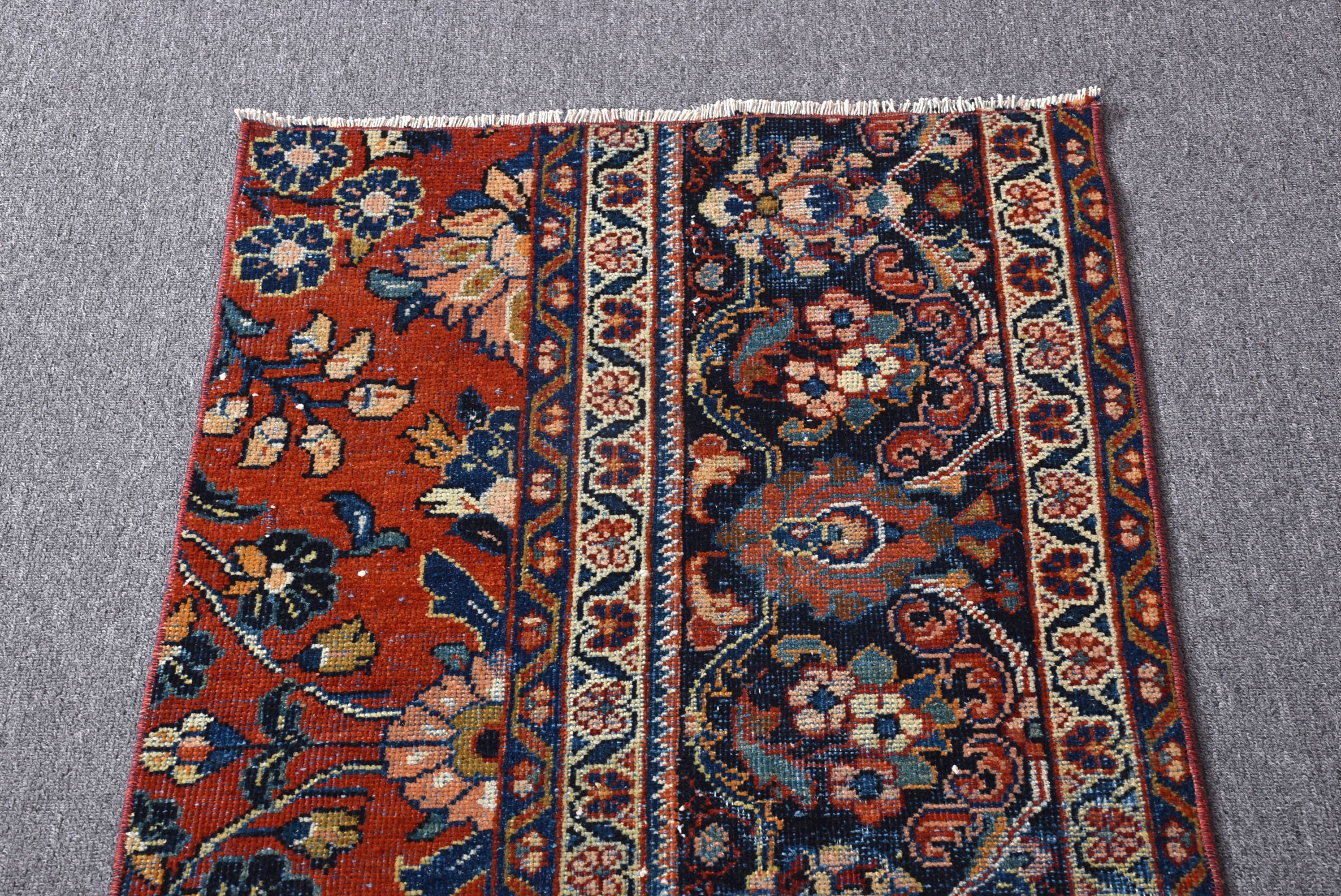 Blue Antique Rugs, Vintage Rug, 1.9x7.3 ft Runner Rugs, Anatolian Rugs, Rugs for Corridor, Corridor Rug, Turkish Rugs