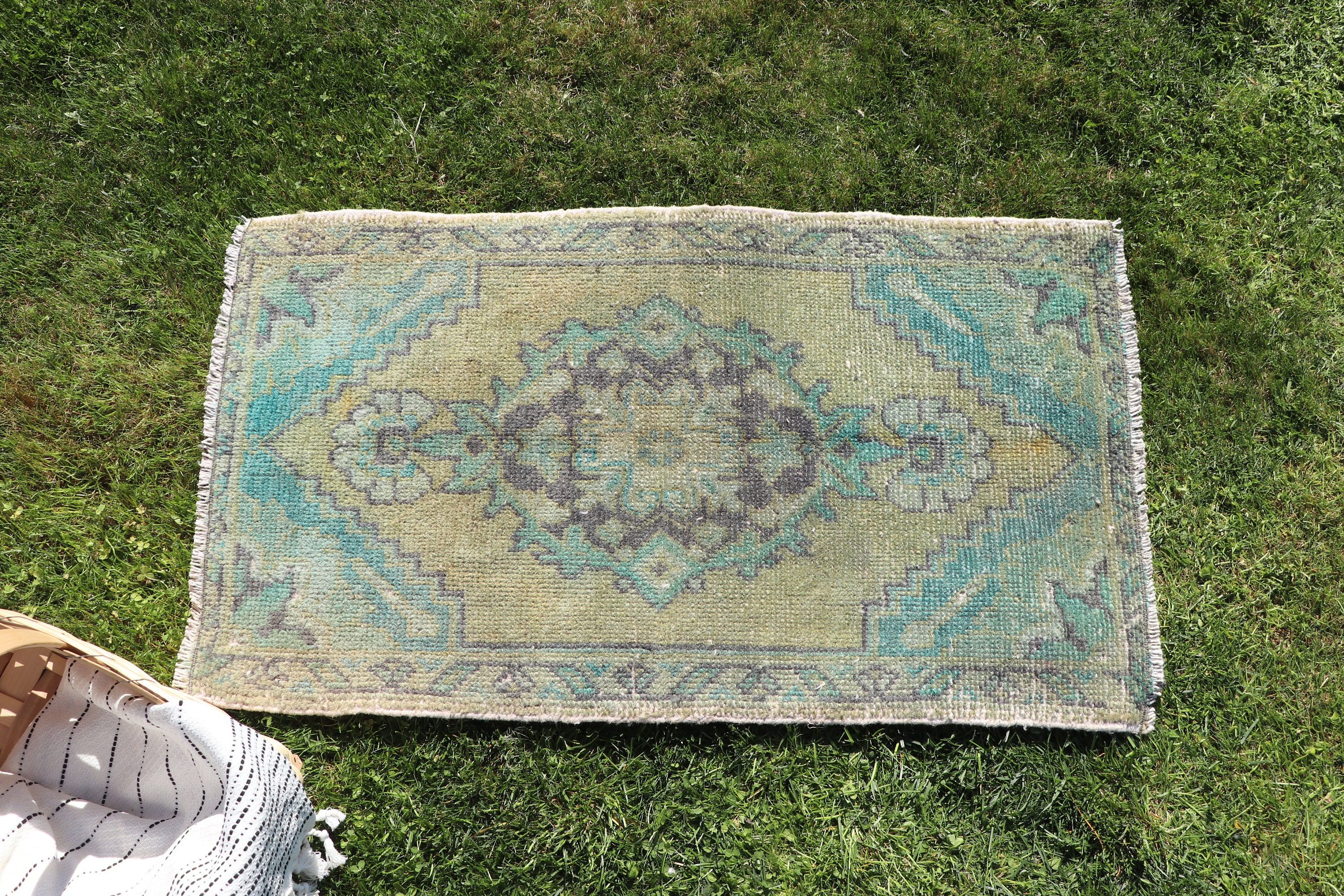 Yeşil Oushak Halı, Türk Halısı, Ev Dekorasyonu Halıları, Küçük Vintage Halı, 1.6x2.8 ft Küçük Halı, Küçük Boho Halıları, Vintage Halı