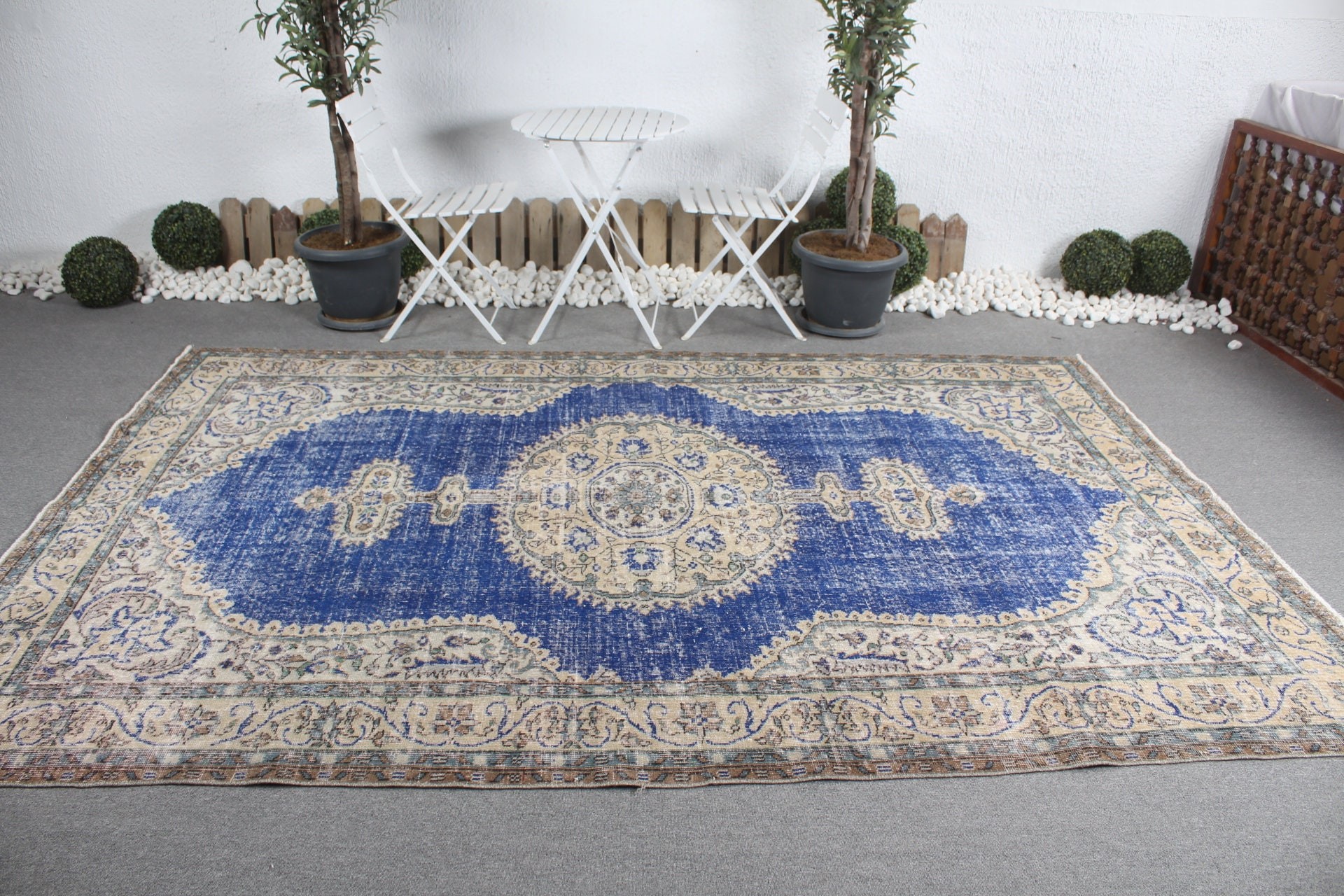 Oushak Rugs, 6.8x10 ft Large Rug, Floor Rugs, Rugs for Bedroom, Turkish Rug, Blue Oriental Rug, Salon Rugs, Vintage Rugs, Dining Room Rug