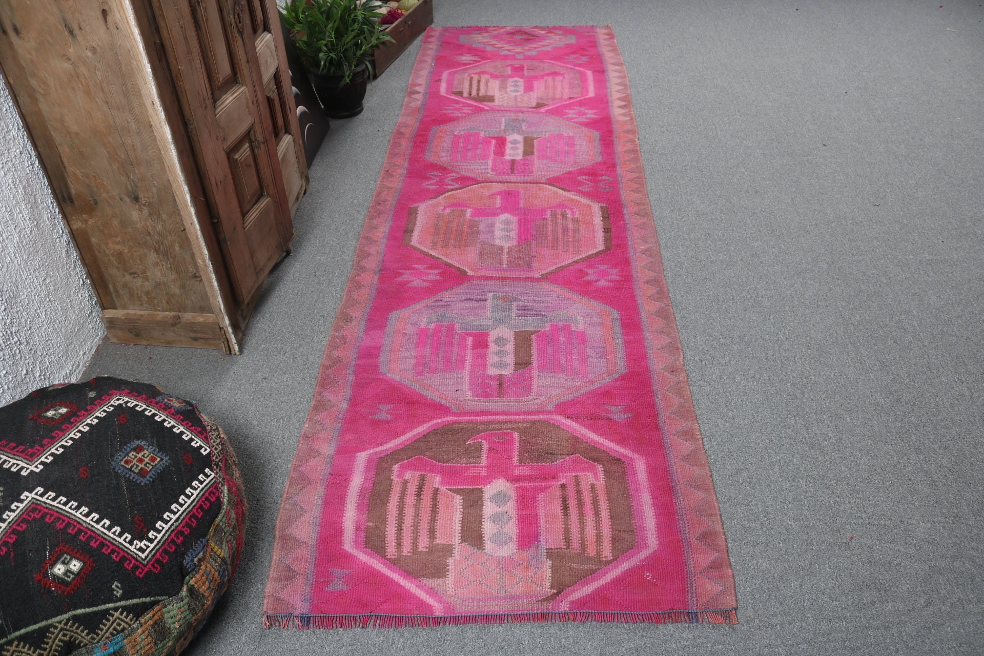 Turkish Rug, Vintage Runner Rug, Modern Rugs, 3x10.1 ft Runner Rugs, Anatolian Rug, Hallway Rug, Tribal Rug, Vintage Rugs, Pink Bedroom Rug