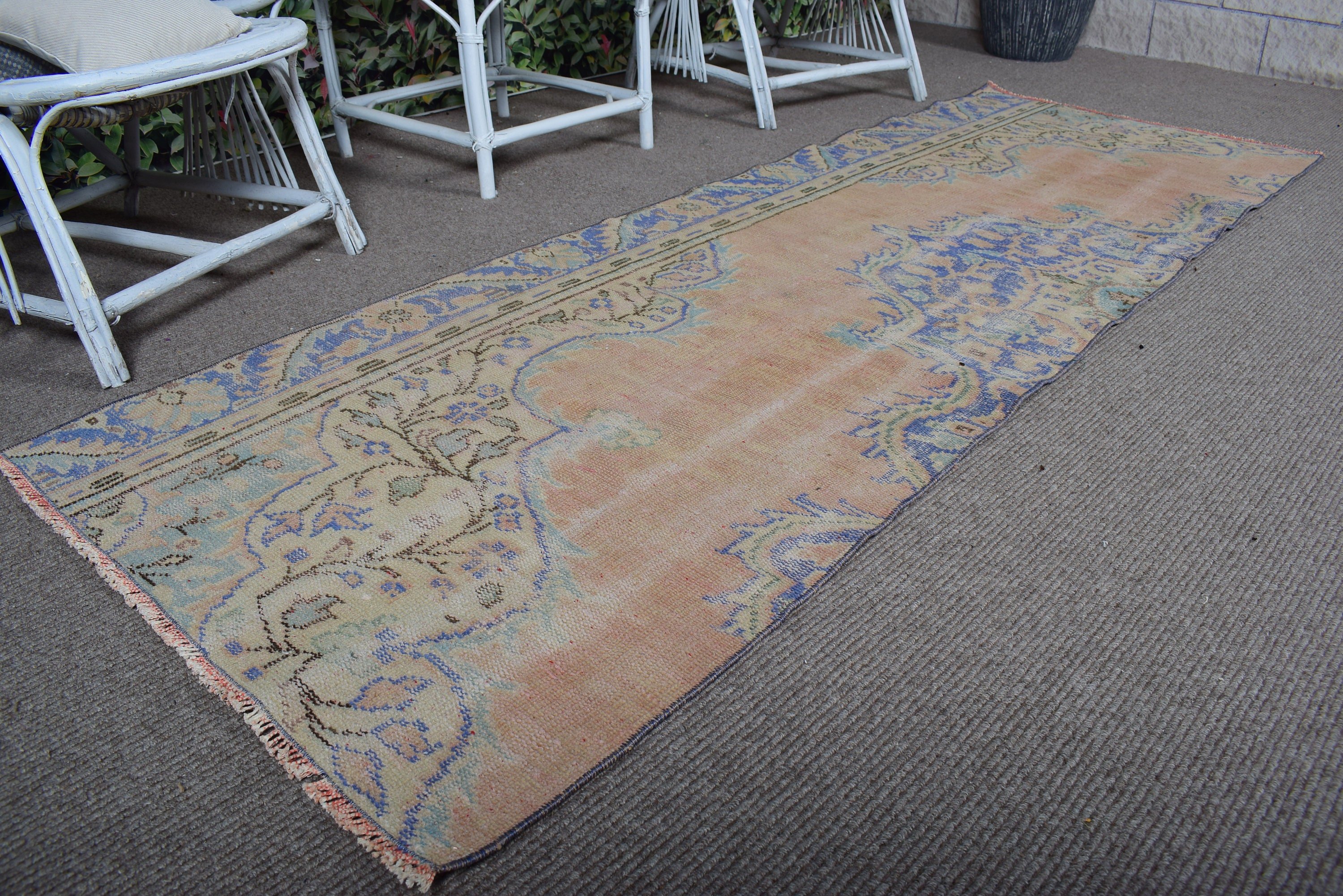 Oushak Halı, Koridor Halıları, Modern Halı, Vintage Halı, 2.9x8.3 ft Runner Halı, Turuncu Modern Halı, Vintage Runner Halıları, Türk Halıları, Yer Halıları