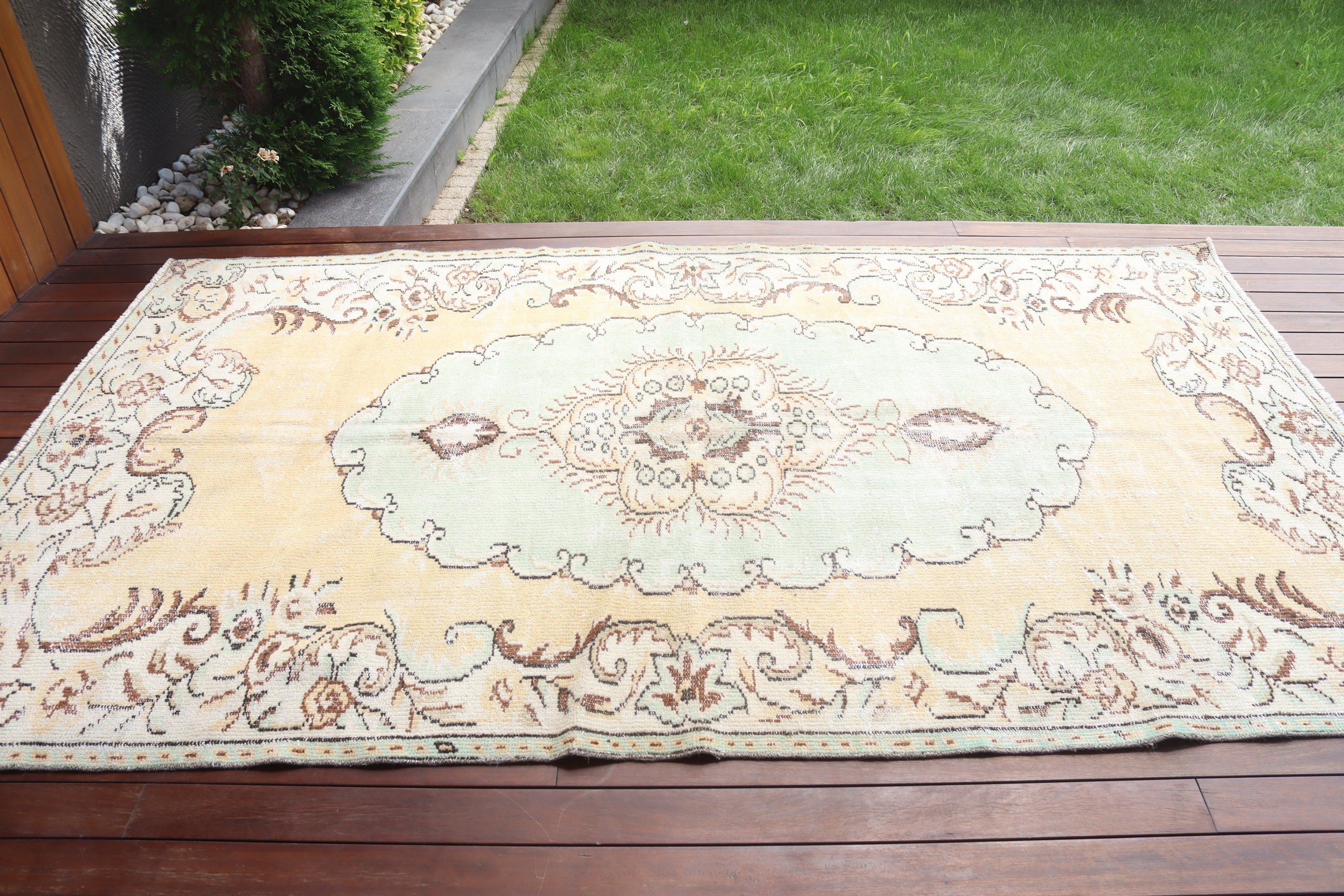 Luxury Rug, Turkish Rug, 5.2x9 ft Large Rugs, Orange Neutral Rugs, Vintage Rugs, Large Boho Rugs, Living Room Rug