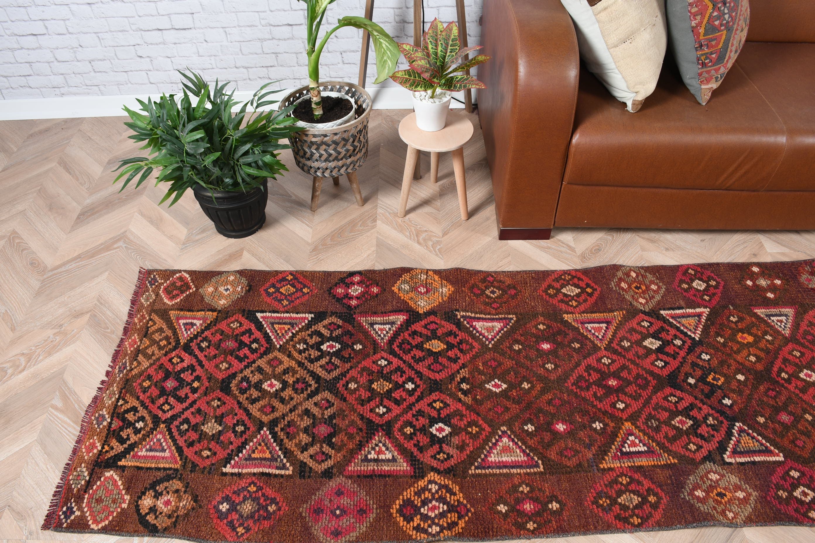 Kitchen Rugs, Brown Moroccan Rug, Cool Rugs, Vintage Rug, Rugs for Corridor, Cute Rugs, Anatolian Rug, Turkish Rug, 2.5x12.8 ft Runner Rug