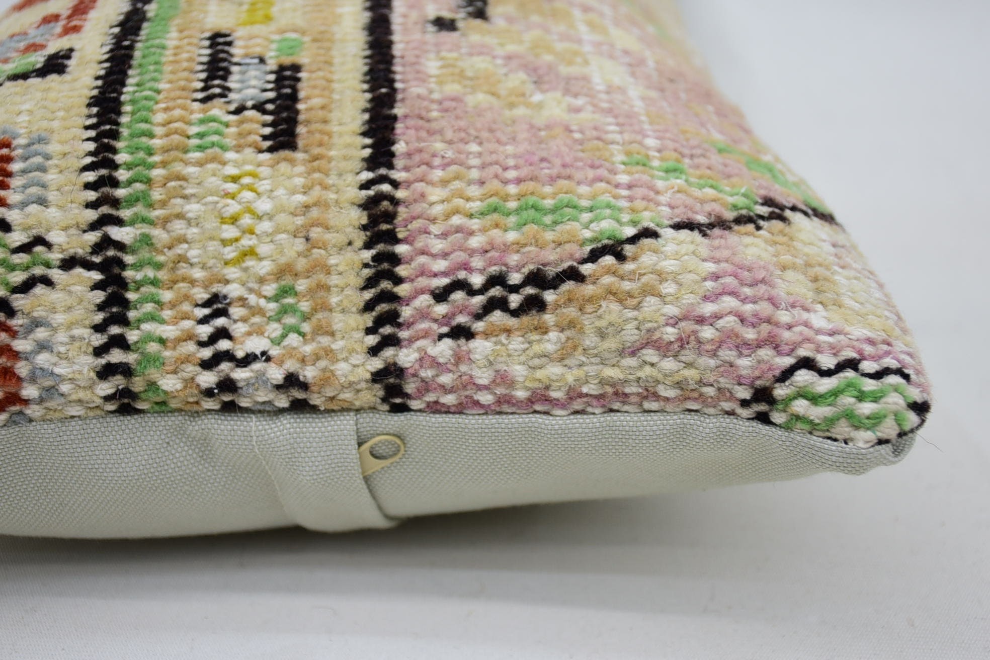 Designer Throw Pillow Sham, Kilim Pillow Cover, Turkish Pillow, Handmade Pillow Case, 12"x20" Pink Pillow, Boho Pillow