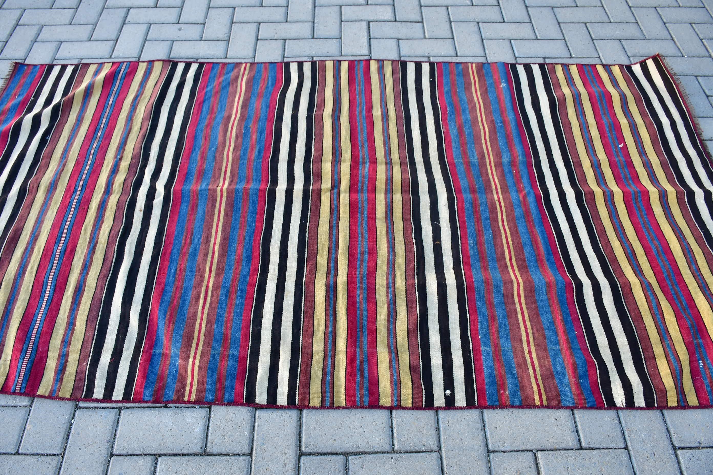 Kilim, Vintage Halı, Anadolu Halıları, Mavi Oryantal Halı, Yemek Odası Halısı, Türk Halıları, Yer Halısı, 3,9x7,4 ft Alan Halıları