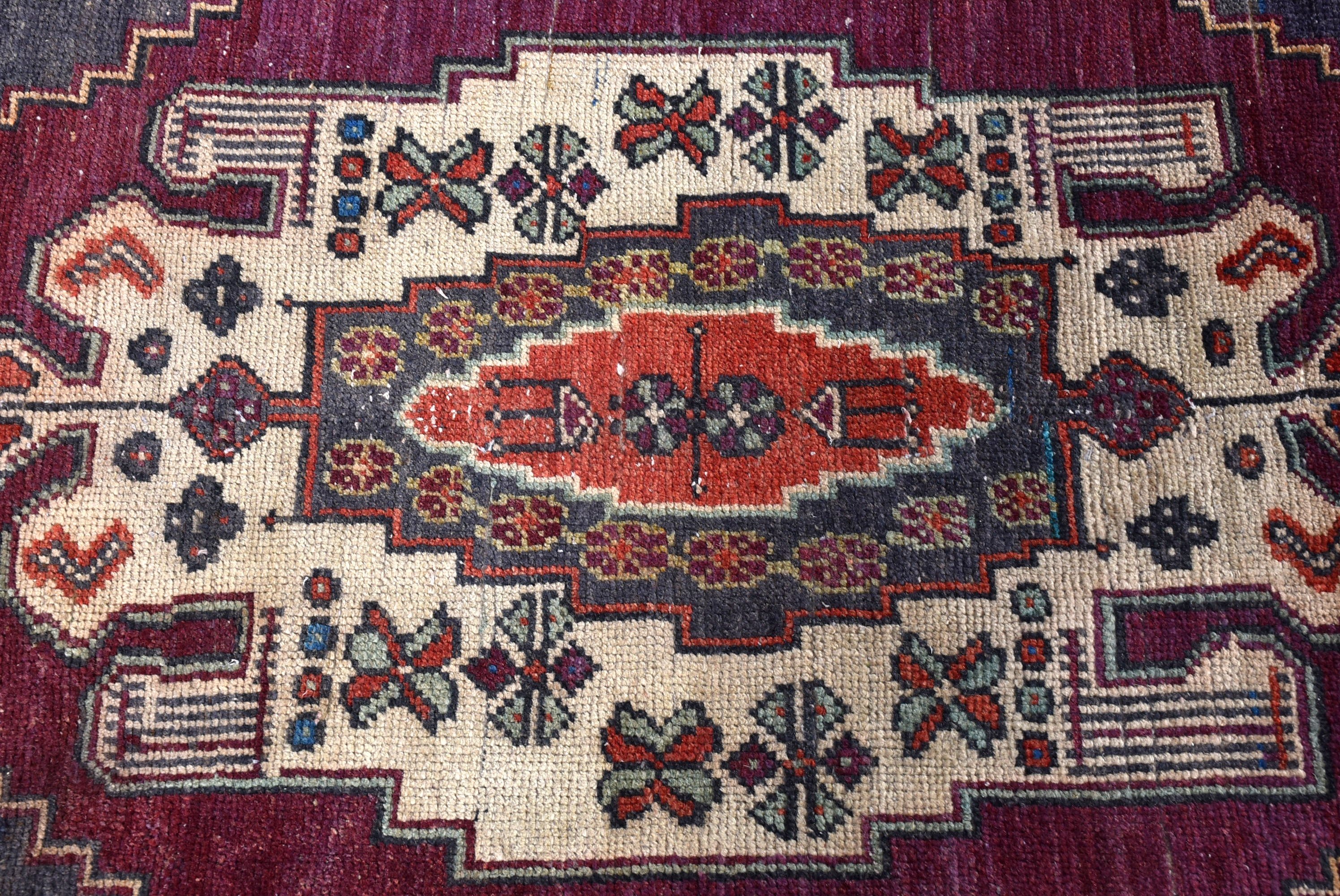 Türk Halısı, 2.1x5.6 ft Yolluk Halıları, Kabile Halısı, Merdiven Halıları, Modern Halılar, Mor Geometrik Halı, Vintage Halılar, Mutfak Halıları