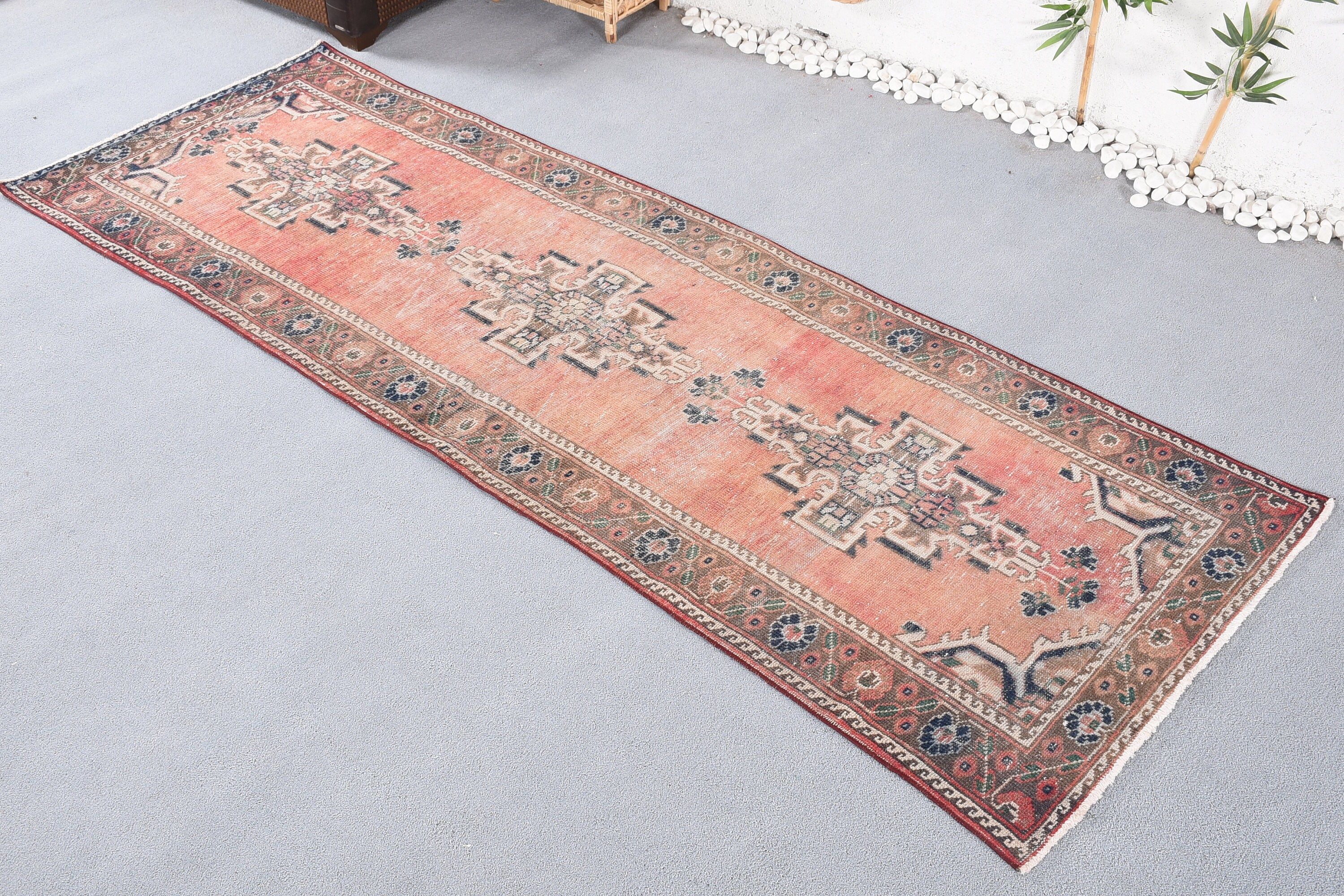 Bedroom Rug, 3.5x9.6 ft Runner Rug, Vintage Rug, Ethnic Rug, Anatolian Rug, Red Kitchen Rug, Hallway Rugs, Turkish Rug, Rugs for Kitchen