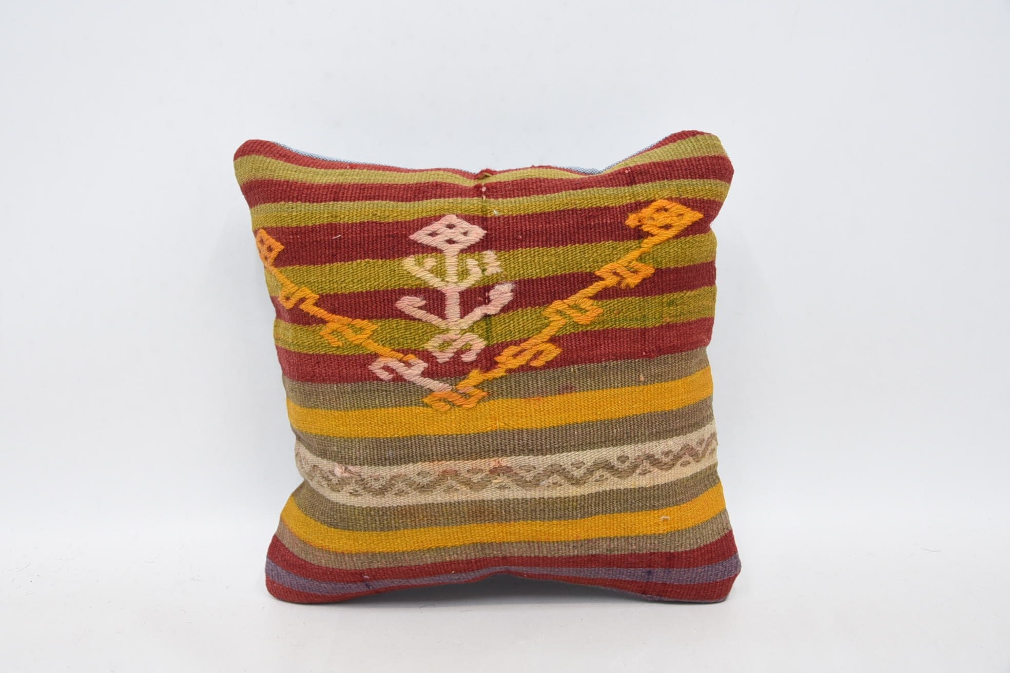 12"x12" Red Cushion, Handmade Kilim Cushion, Throw Kilim Pillow, Aztec Pillow, Kilim Cushion Sham, Ethnic Throw Pillow Cover