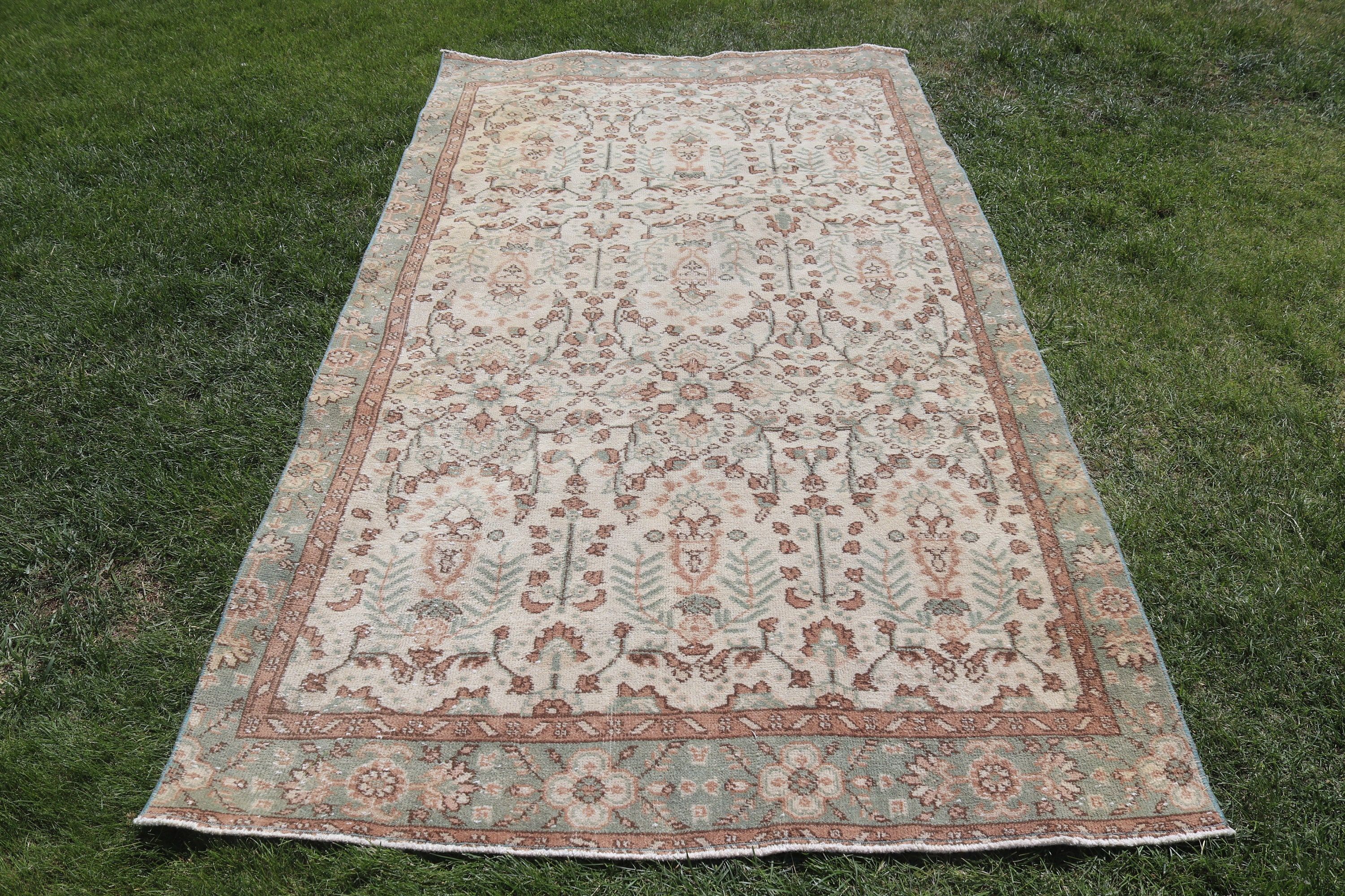 Neutral Rugs, Rugs for Kitchen, Floor Rug, Brown Boho Rug, Boho Area Rugs, Bedroom Rugs, Turkish Rug, Vintage Rugs, 4.5x8.2 ft Area Rug