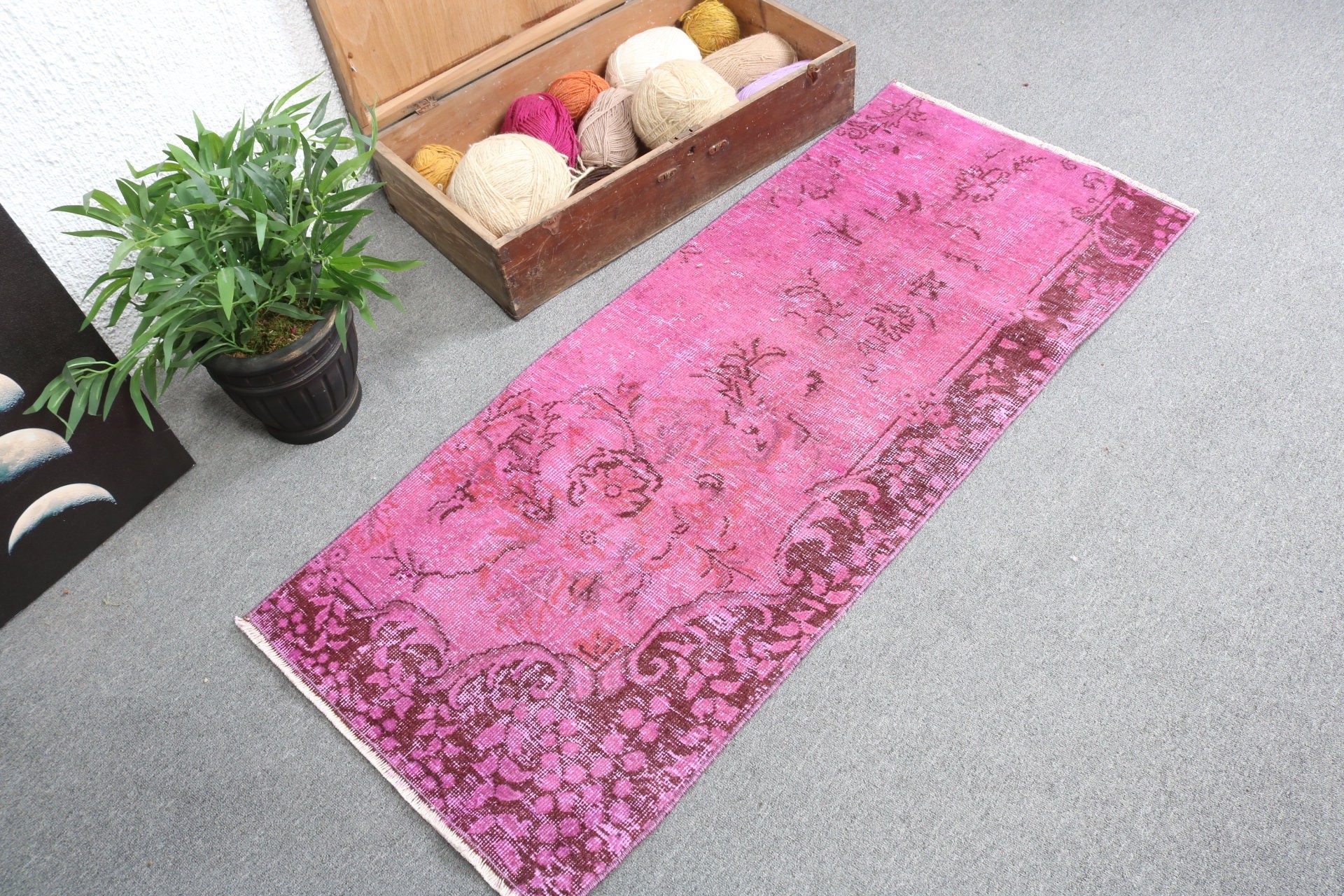 Exotic Rug, Turkish Rugs, 2x4.7 ft Small Rugs, Statement Rugs, Nursery Rugs, Pink Neutral Rugs, Oriental Rugs, Kitchen Rug, Vintage Rugs