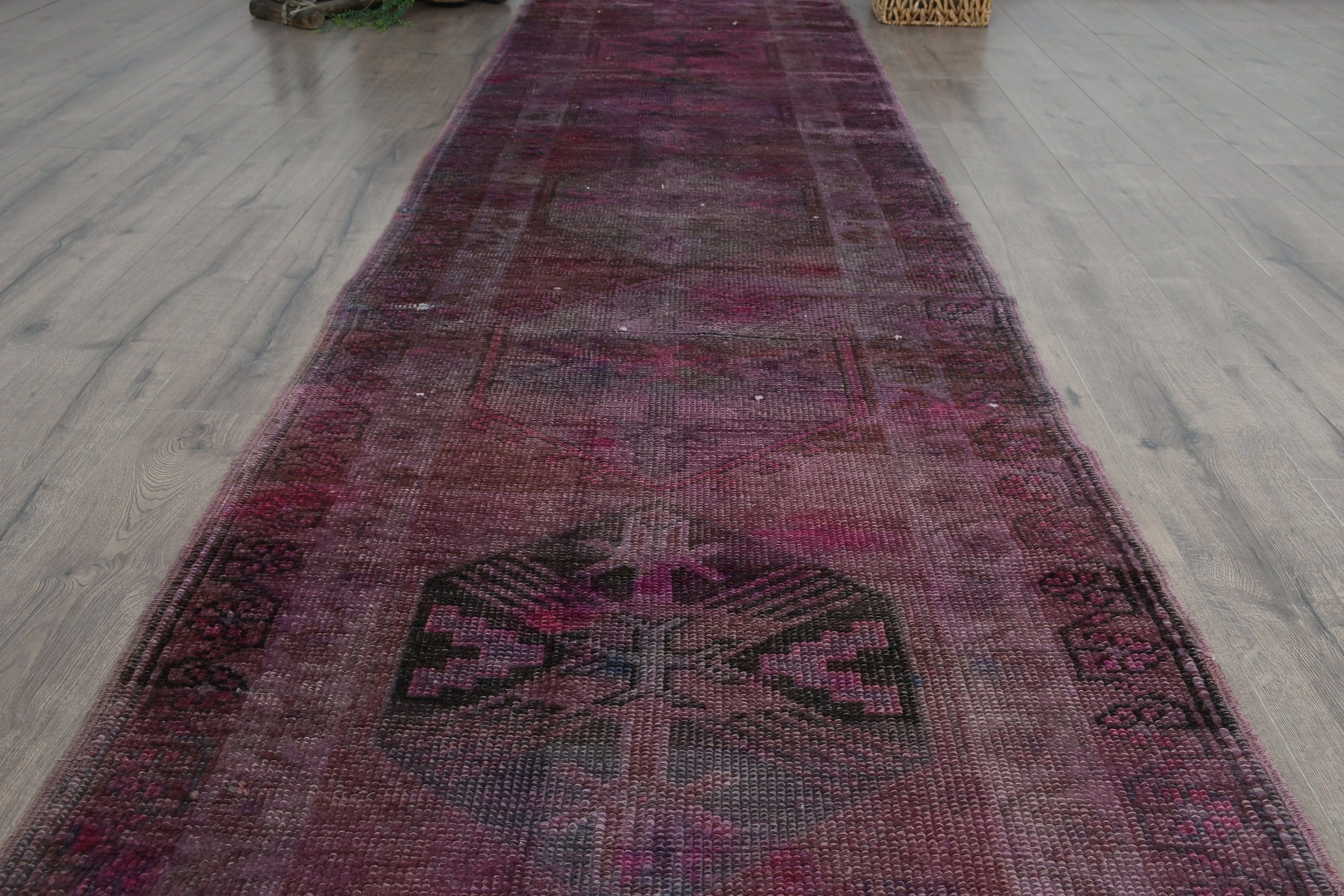 Anatolian Rug, Corridor Rug, Turkish Rug, 3.1x11.1 ft Runner Rug, Rugs for Runner, Wool Rug, Pink Oushak Rug, Hand Knotted Rug, Vintage Rug