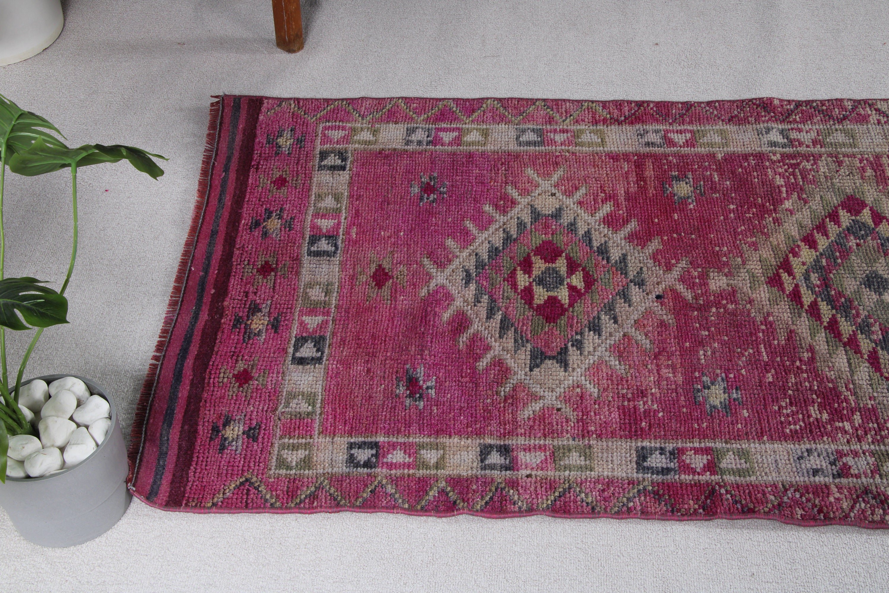 Home Decor Rugs, Pink Statement Rugs, Corridor Rug, Vintage Rugs, Turkish Rug, 2.8x11.8 ft Runner Rugs, Vintage Runner Rug, Luxury Rugs