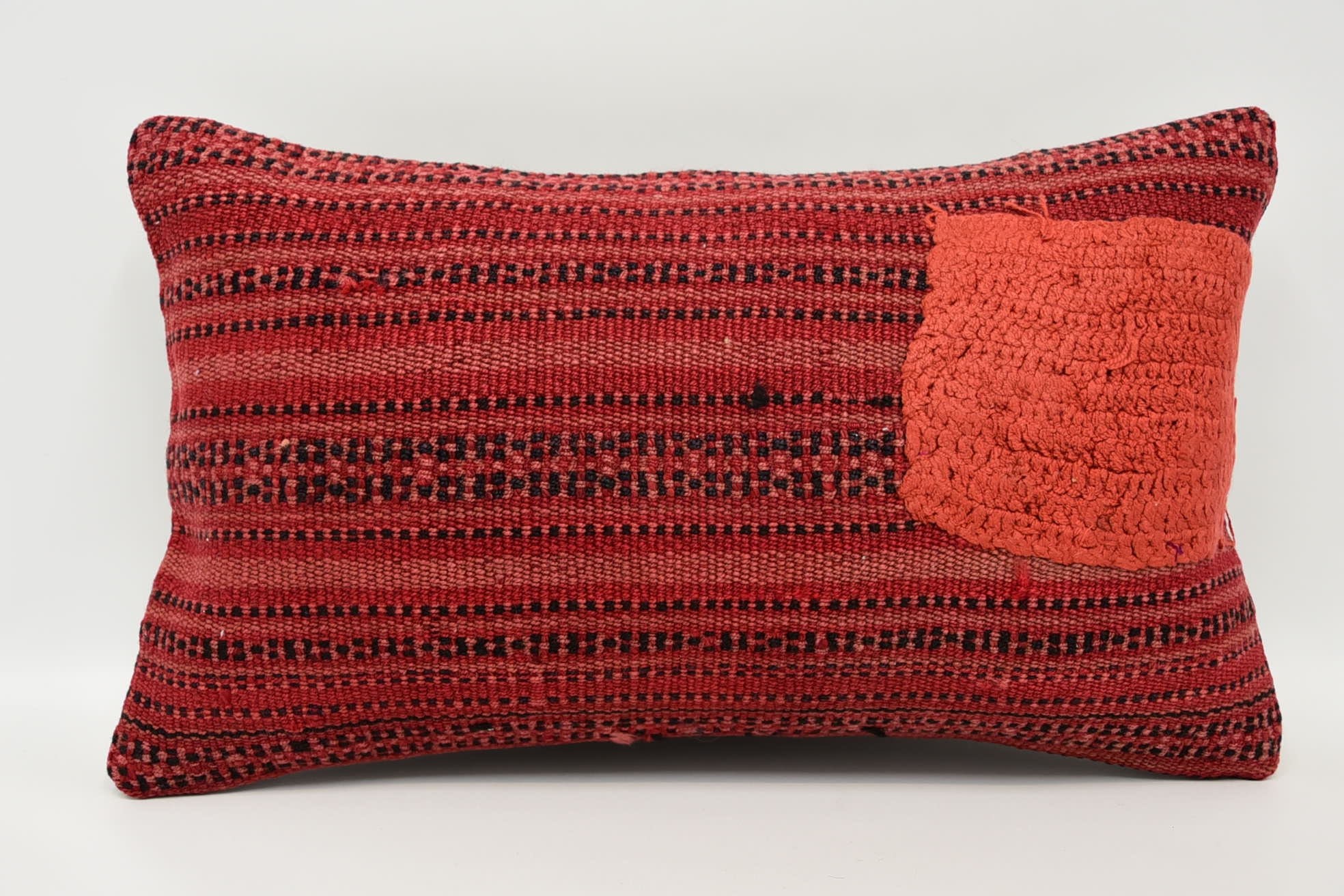 Ethnic Pillow Case, Neutral Throw Cushion Case, Kilim Pillow, 12"x20" Red Cushion, Turkish Kilim Pillow, Kilim Pillow Cover