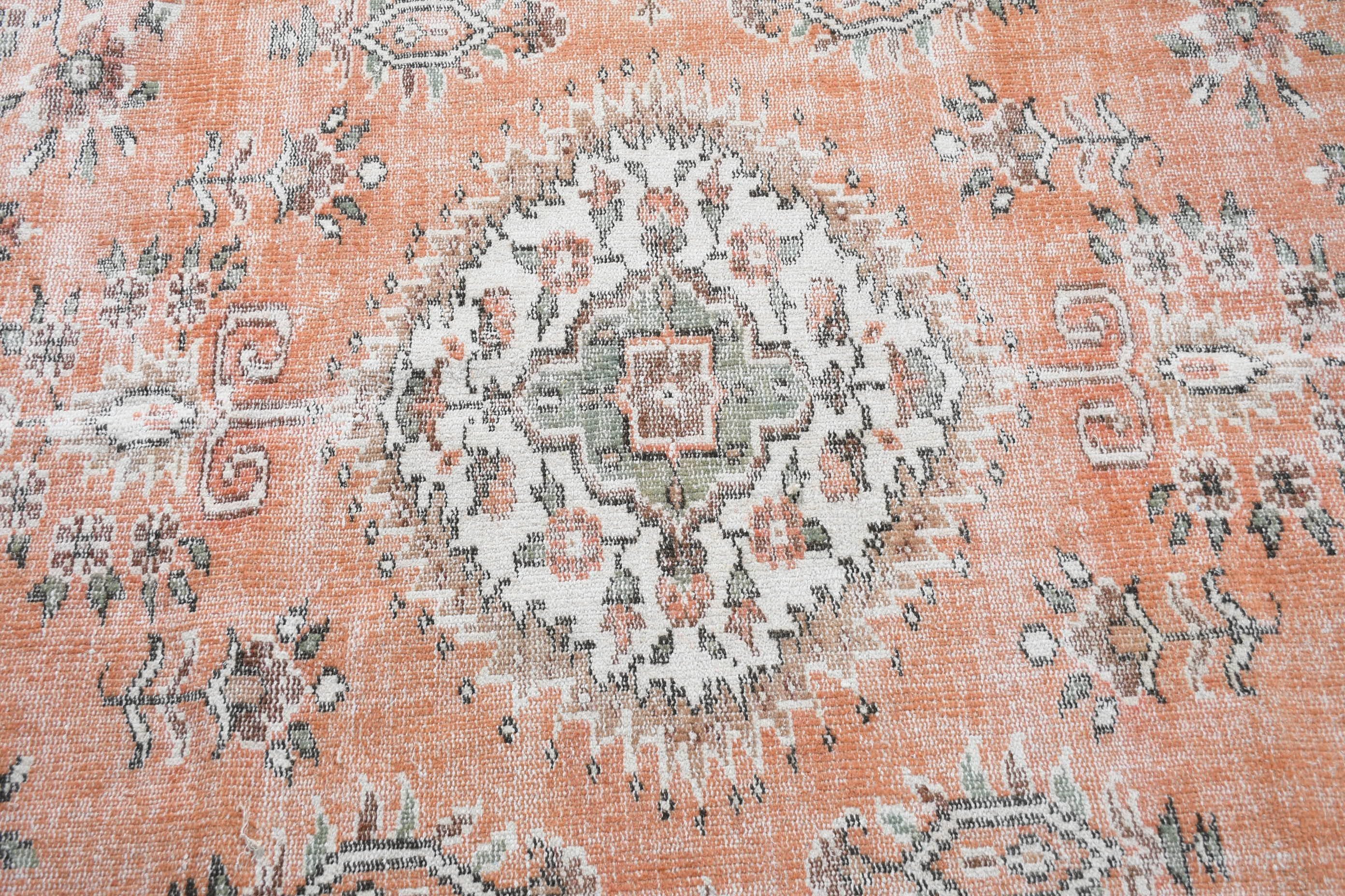 Orange Anatolian Rug, 4.1x7.4 ft Area Rug, Floor Rug, Vintage Rugs, Kitchen Rug, Turkish Area Rug Rugs, Turkish Rugs, Rugs for Floor