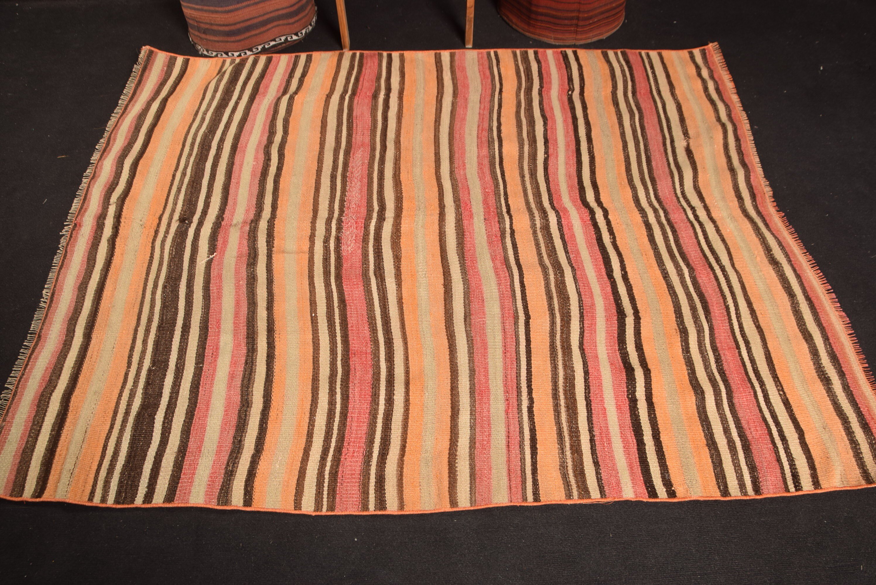 Kilim, Vintage Halı, Yatak Odası Halısı, 4.9x5.9 ft Alan Halısı, Yatak Odası Halıları, Turuncu Soğuk Halılar, Anadolu Halısı, Çocuk Halıları, Türk Halısı, Eski Halı