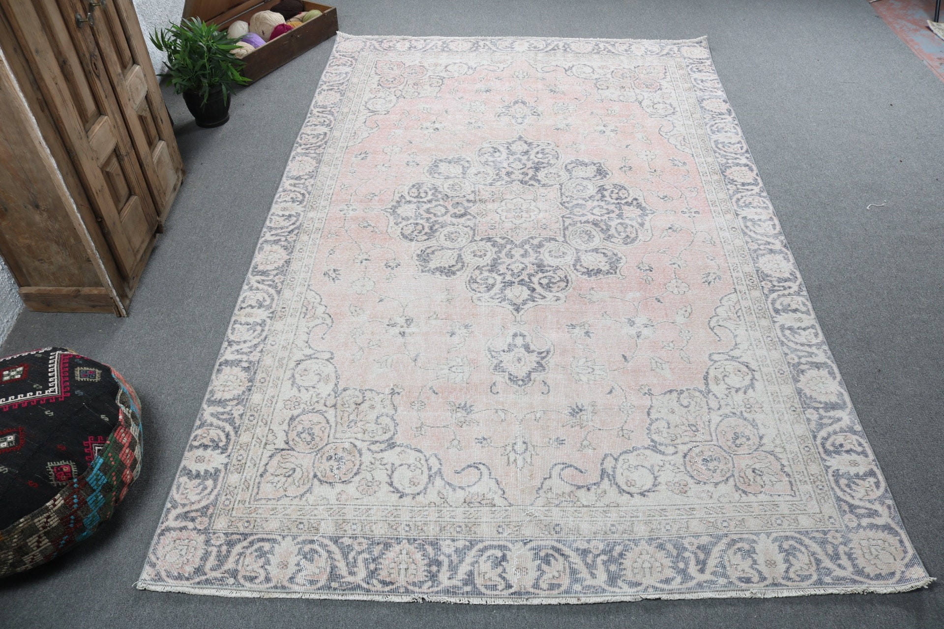 Vintage Halı, Yemek Odası Halısı, Lüks Halılar, Yatak Odası Halısı, Tribal Halılar, Pembe Modern Halılar, 6.6x10.3 ft Büyük Halı, Türk Halıları