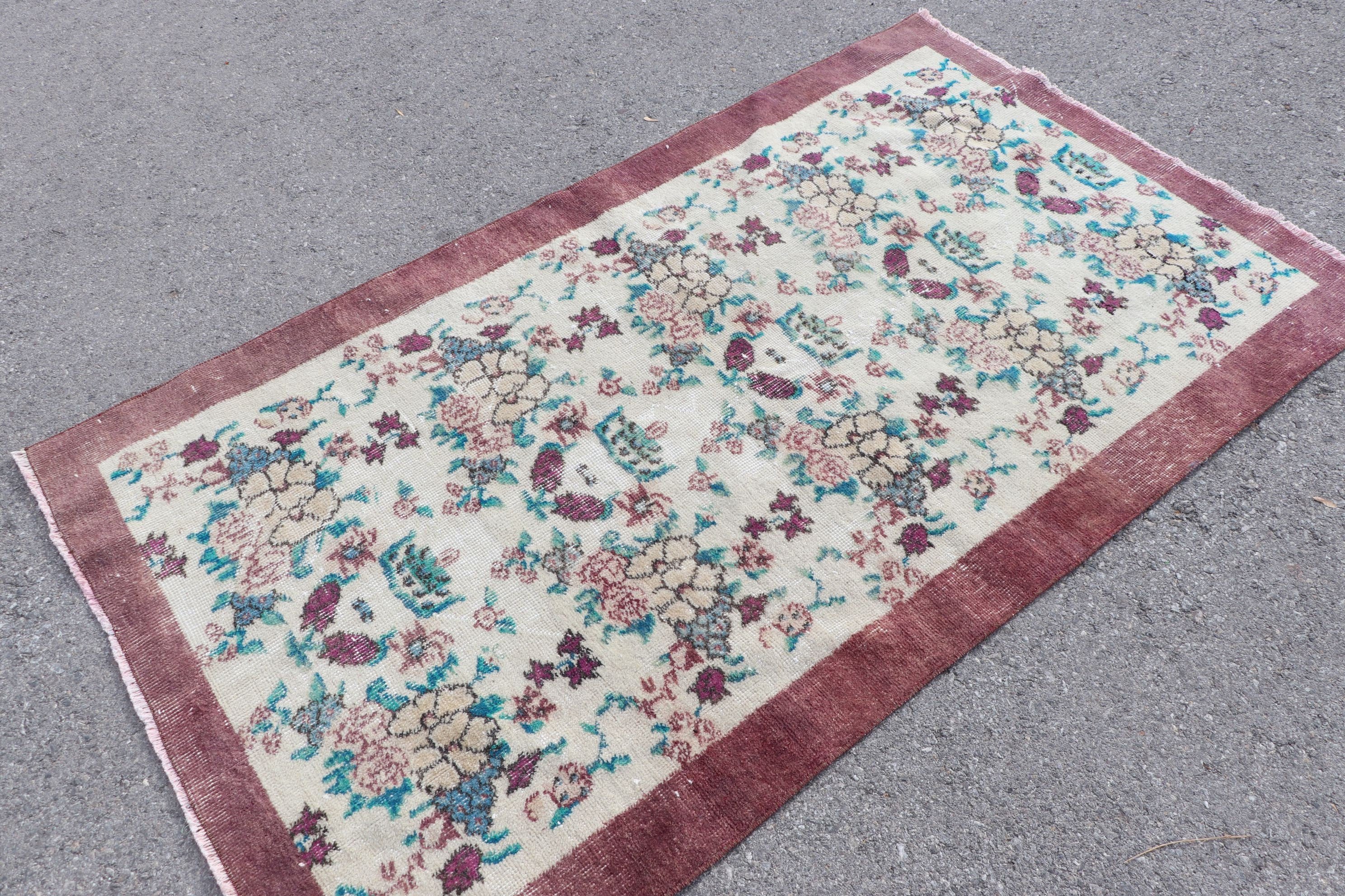 Old Rug, Turkish Rug, Antique Rugs, Vintage Rugs, Kitchen Rugs, Cool Rug, 3.5x6.3 ft Accent Rug, Rugs for Entry, Nursery Rug, Red Cool Rug