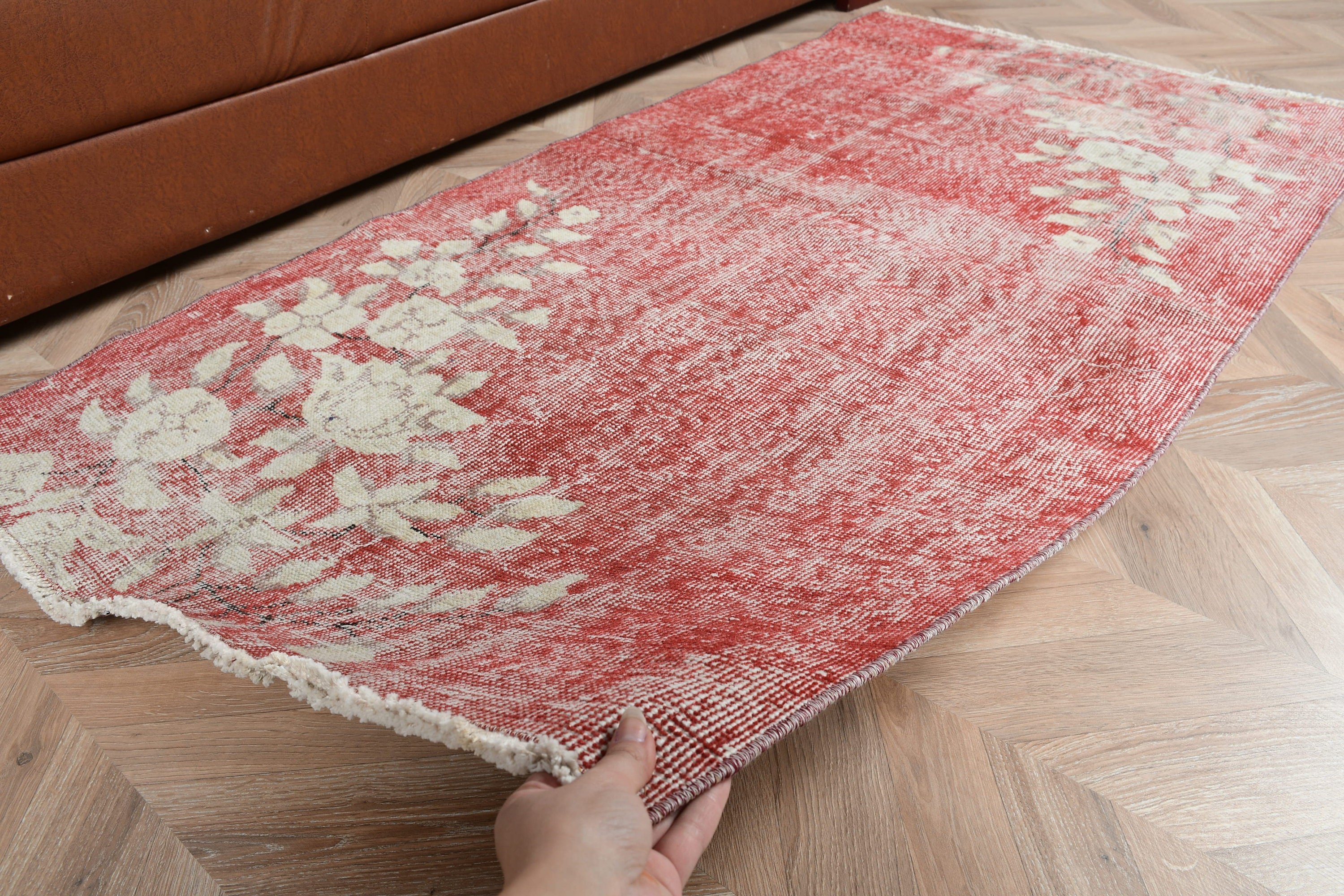 3.1x5.8 ft Accent Rugs, Home Decor Rug, Turkish Rug, Cool Rugs, Vintage Rug, Bohemian Rug, Bedroom Rug, Kitchen Rug, Red Anatolian Rugs