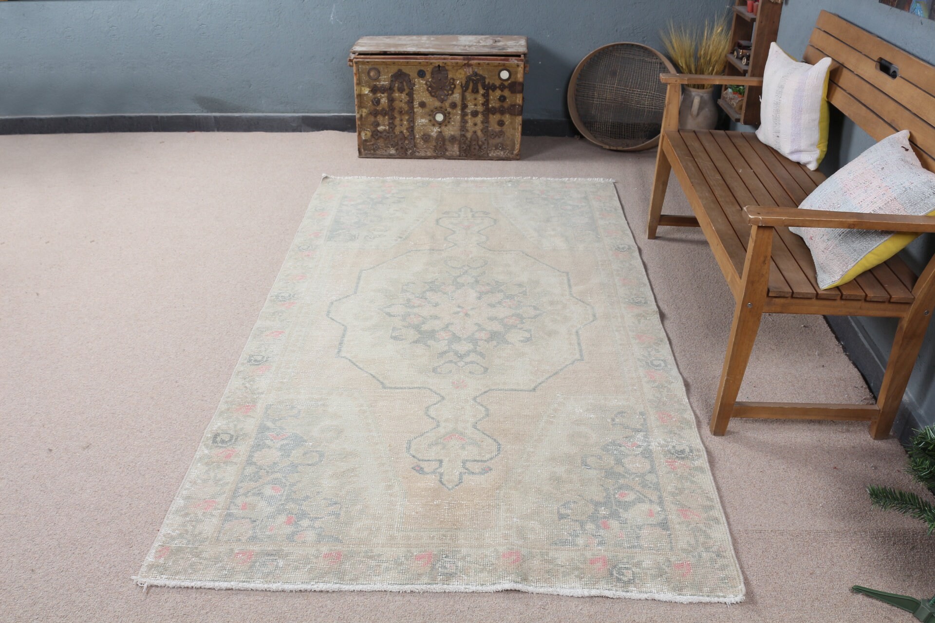 Yeşil Ev Dekor Halısı, Yer Halıları, Vintage Halı, Türk Halısı, Ev Dekorasyonu Halıları, Yer Halısı, Yemek Odası Halısı, 4.4x7.5 ft Alan Halıları, Boho Halısı