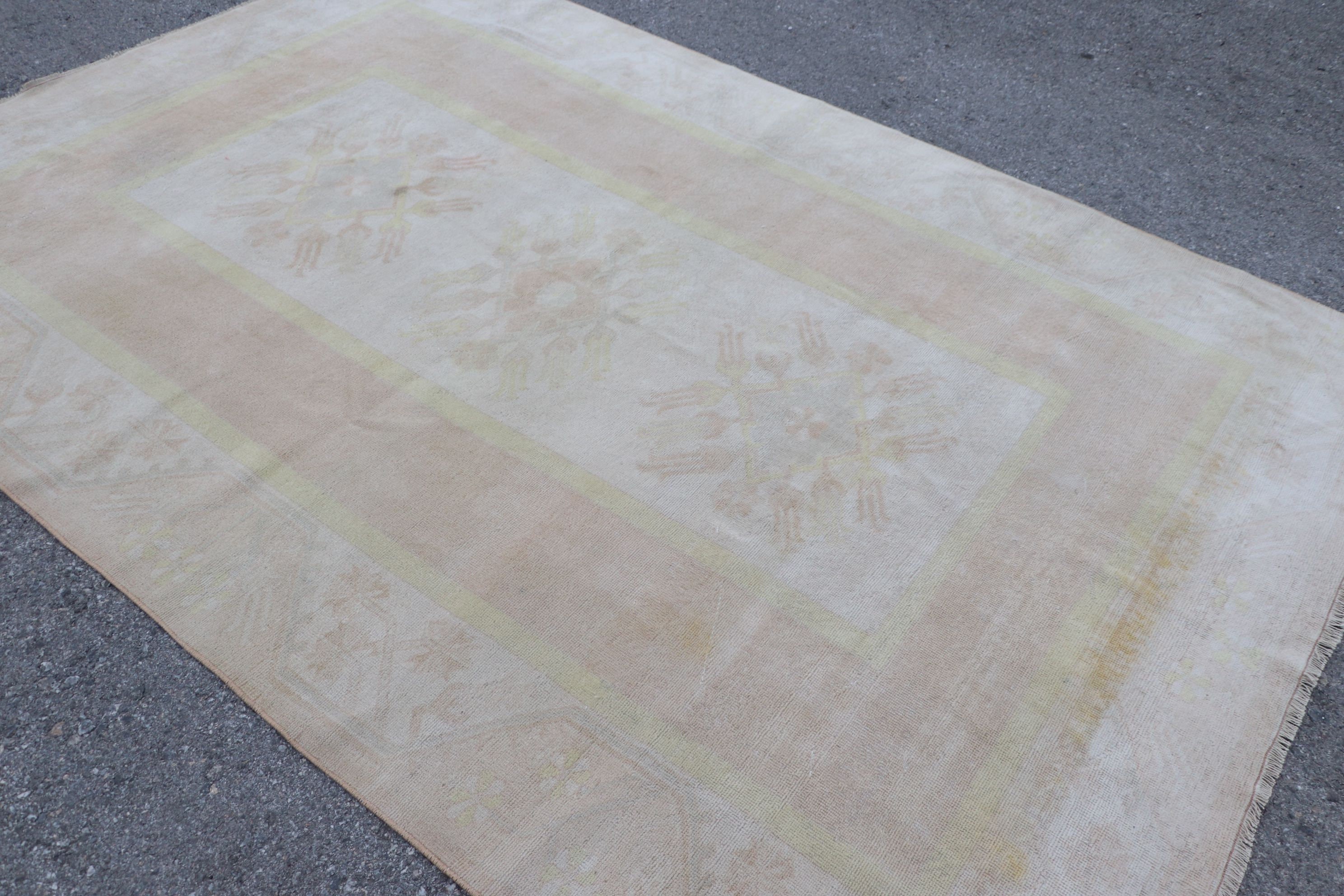 Vintage Rug, Dining Room Rug, Bedroom Rug, Salon Rugs, Floor Rug, Turkish Rug, Rugs for Salon, Beige  6.2x9.3 ft Large Rug