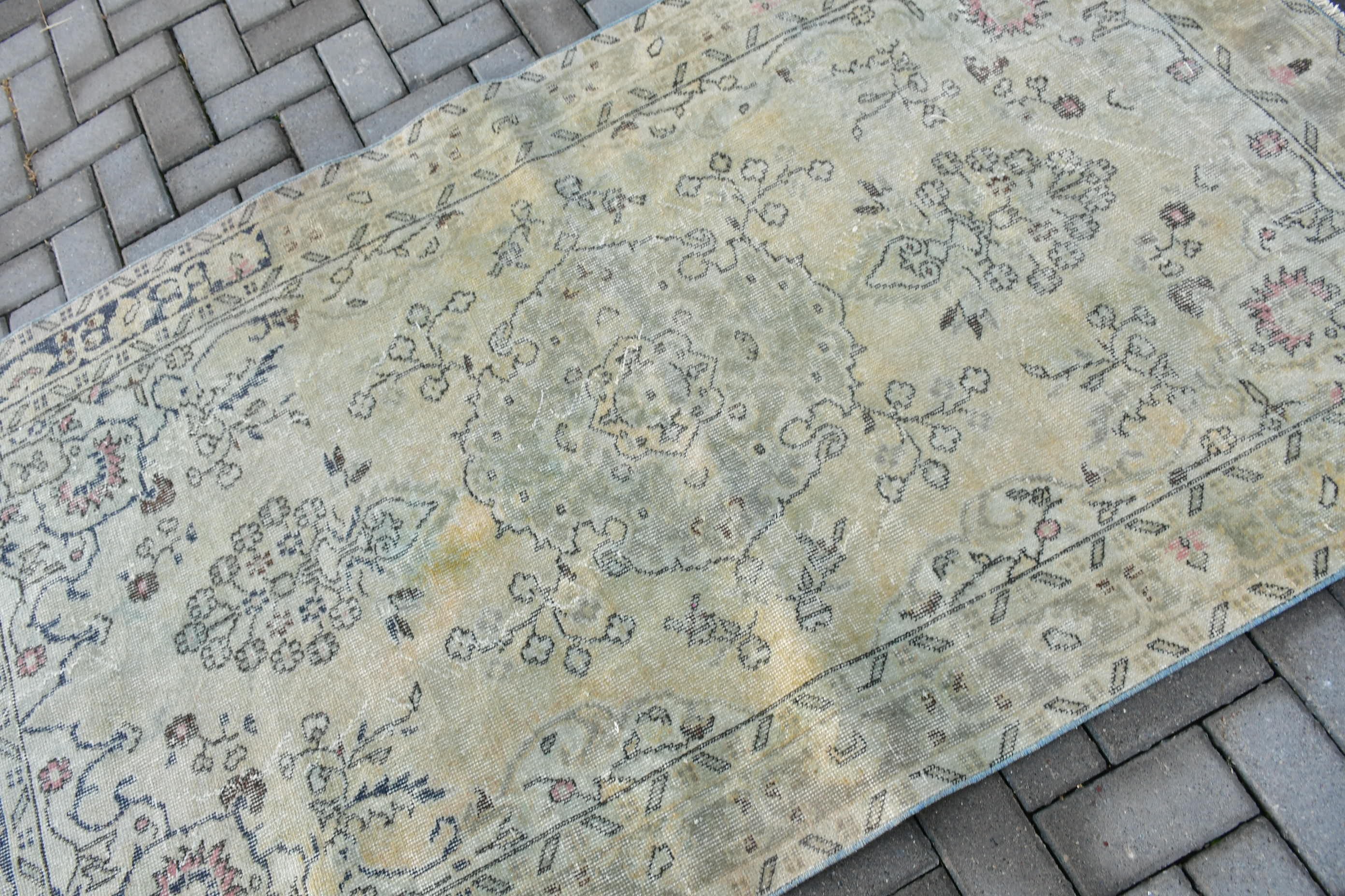 Vintage Halı, 3,9x7 ft Alan Halısı, Oturma Odası Halıları, Oryantal Halı, Pastel Halılar, Oushak Halıları, Bej Yatak Odası Halısı, İç Mekan Halısı, Türk Halısı