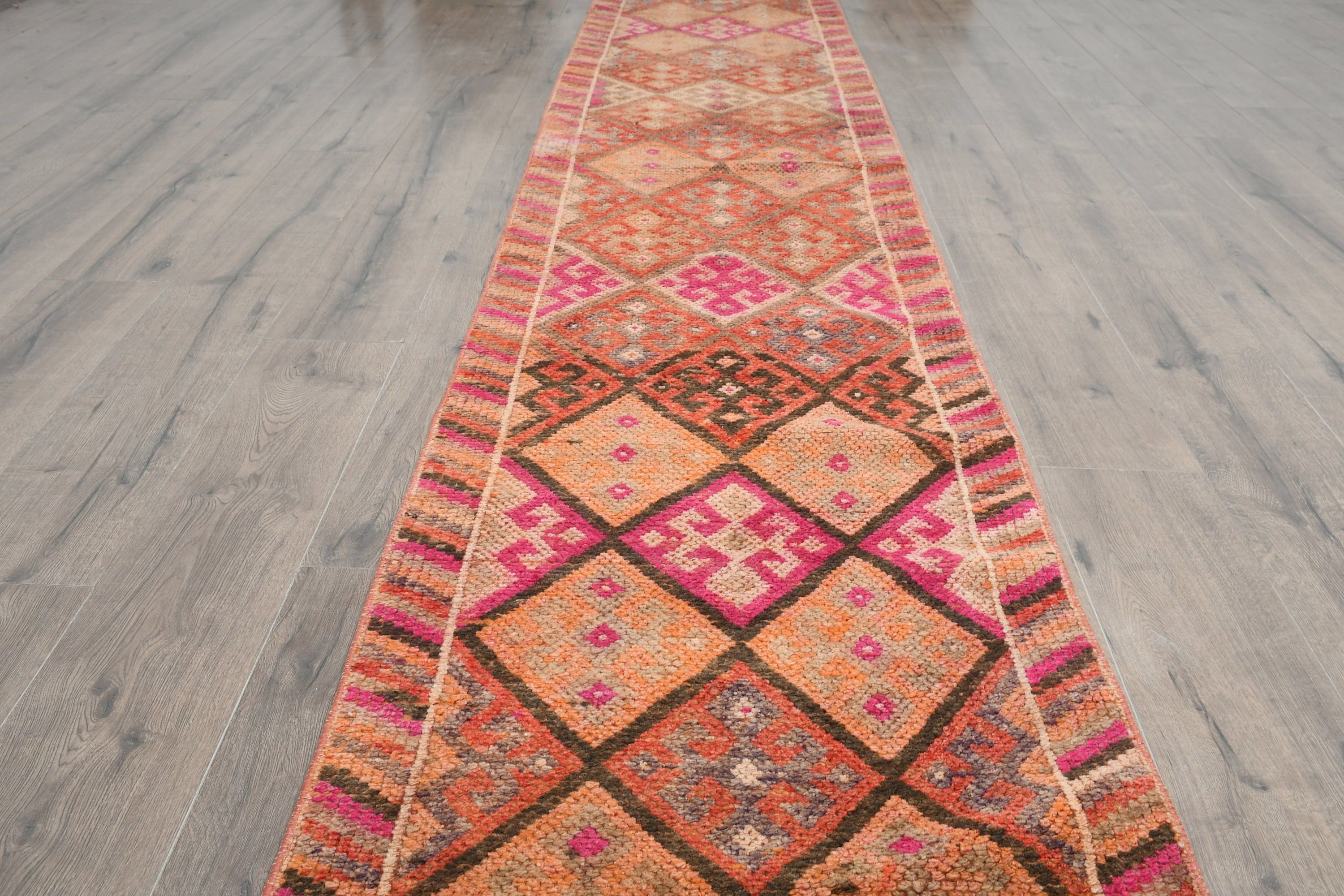 Anatolian Rug, Stair Rug, Vintage Rugs, Turkish Rug, Corridor Rug, Pink Oriental Rug, Eclectic Rugs, Oriental Rug, 2.3x13.1 ft Runner Rugs