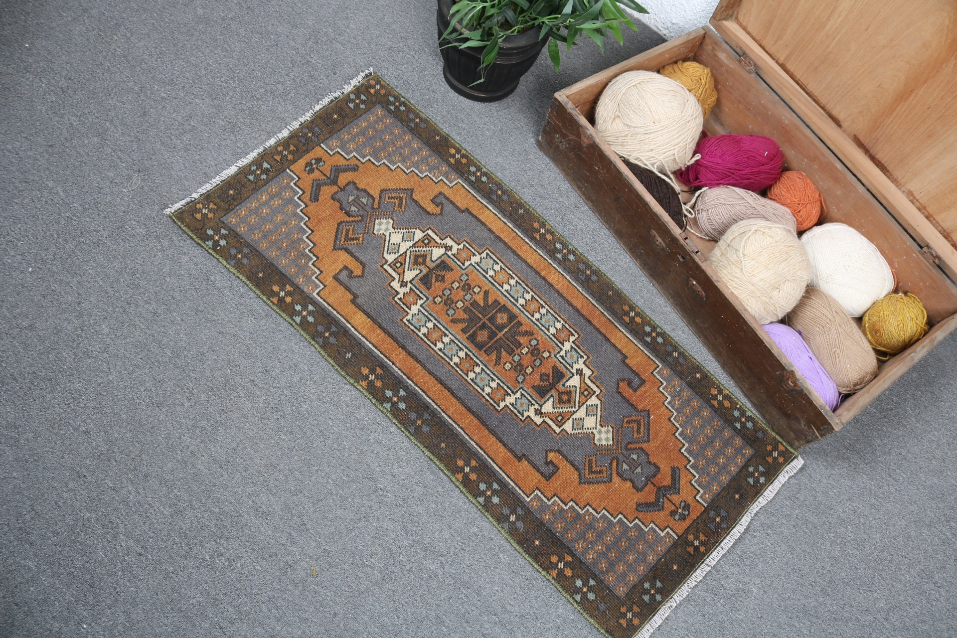 Egzotik Halılar, Yatak Odası Halıları, Küçük Boho Halısı, Türk Halısı, Banyo Halıları, Vintage Halı, Kahverengi Antika Halılar, Mutfak Halıları, 1.6x3.3 ft Küçük Halı