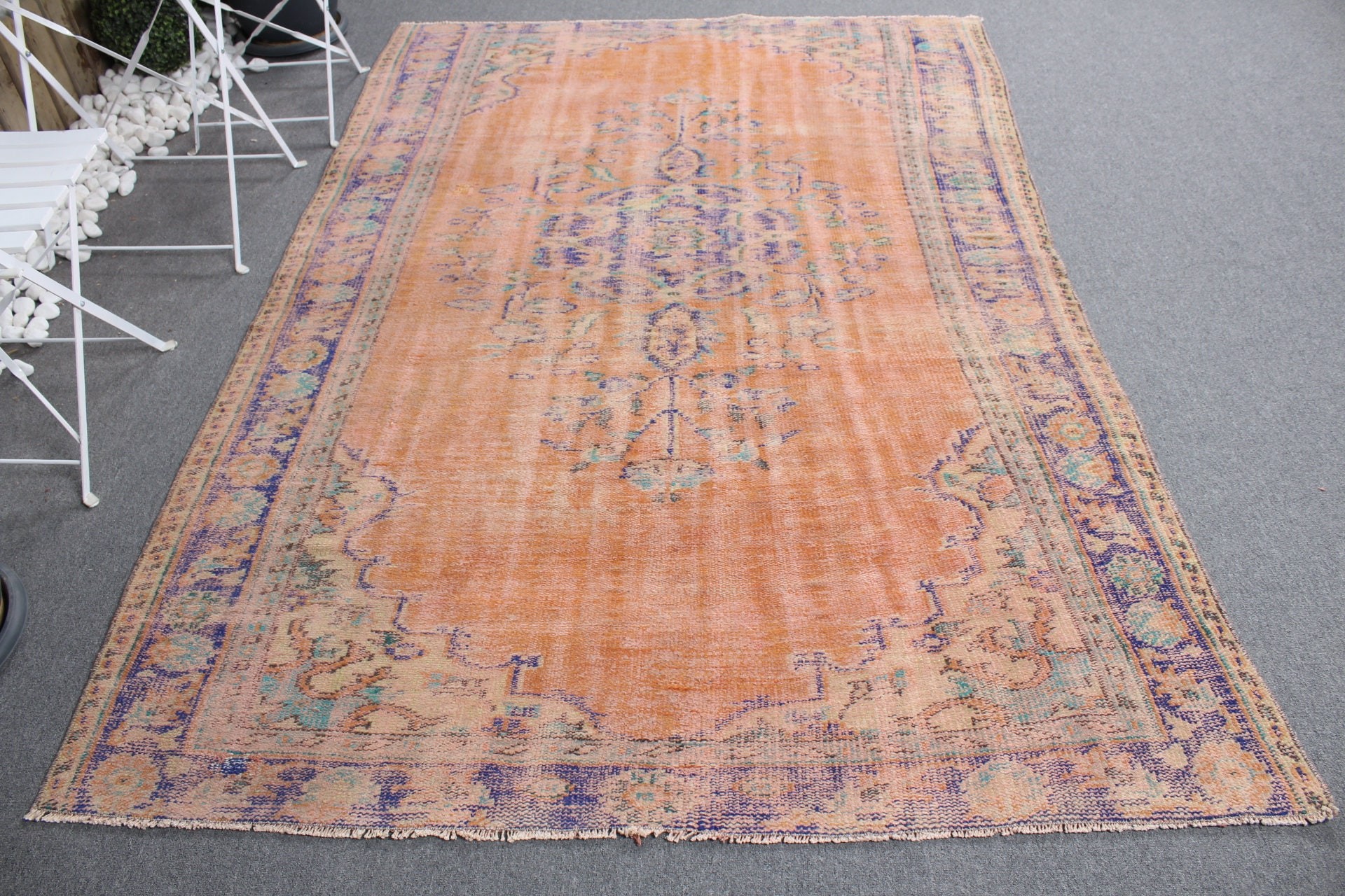 Bedroom Rug, Turkish Rugs, 5.5x8.1 ft Large Rugs, Orange Floor Rugs, Home Decor Rugs, Dining Room Rugs, Oriental Rugs, Vintage Rugs