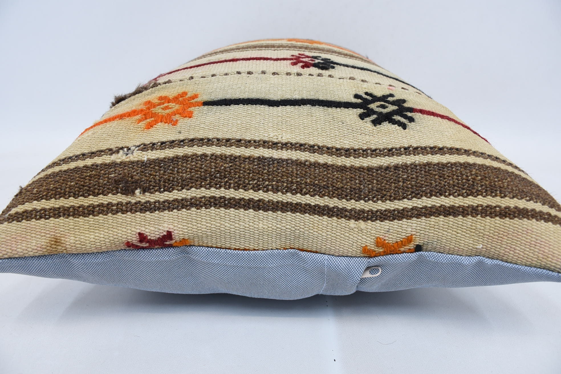 Ethnic Throw Cushion Cover, 16"x24" Beige Pillow, Kilim Pillow Cover, Ethnical Kilim Rug Pillow, Vintage Pillow, Christmas Pillow Cover