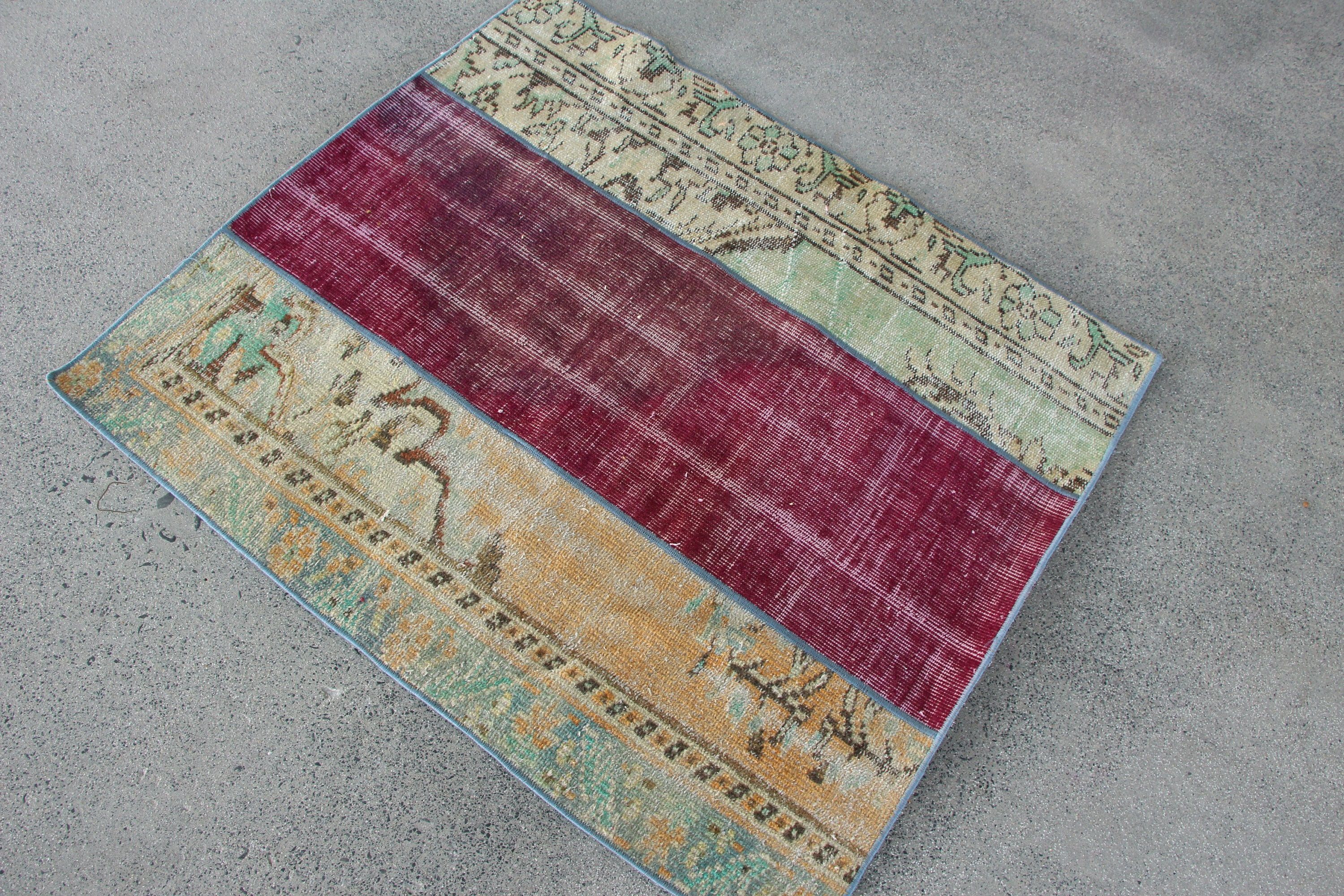 Vintage Rug, Turkish Rug, Bedroom Rugs, Bath Rug, Door Mat Rug, Purple  3.3x3.7 ft Small Rug, Flatweave Rug, Oriental Rugs