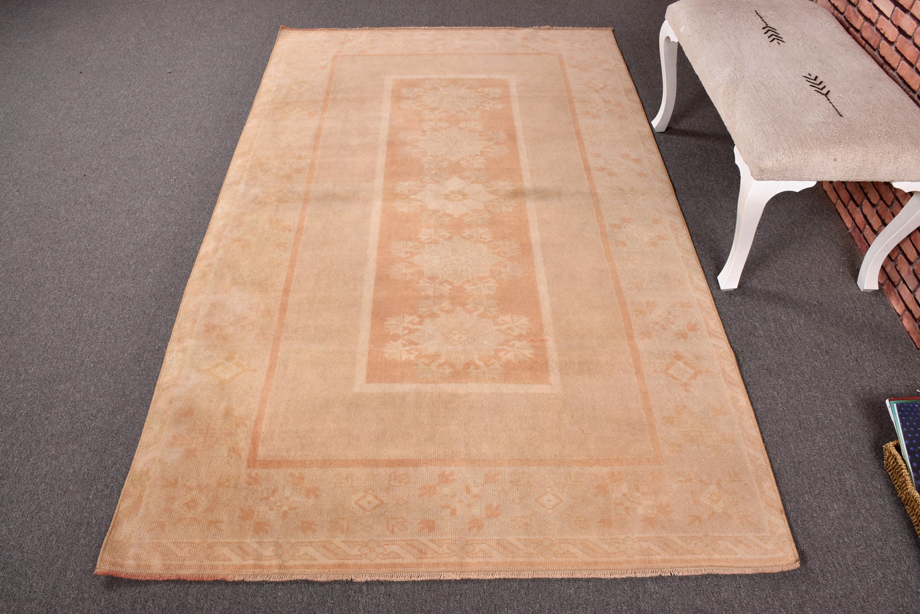 Beige Wool Rugs, 4.7x8 ft Area Rugs, Living Room Rugs, Vintage Rug, Rugs for Vintage Area, Turkish Rugs, Boho Rug, Wool Rugs