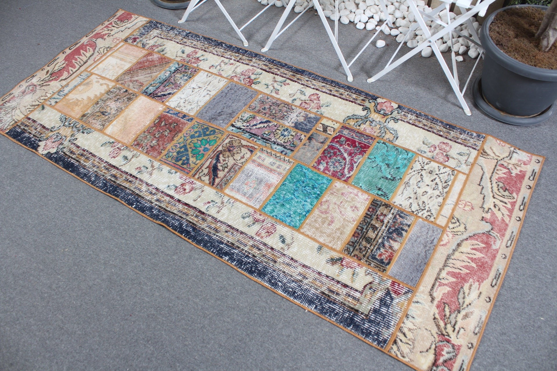 Turkish Rug, Vintage Rug, Wool Rug, Beige Bedroom Rug, Kitchen Rug, Dorm Accent Rug Rugs, Rugs for Entry, 3.1x7 ft Accent Rug, Antique Rug