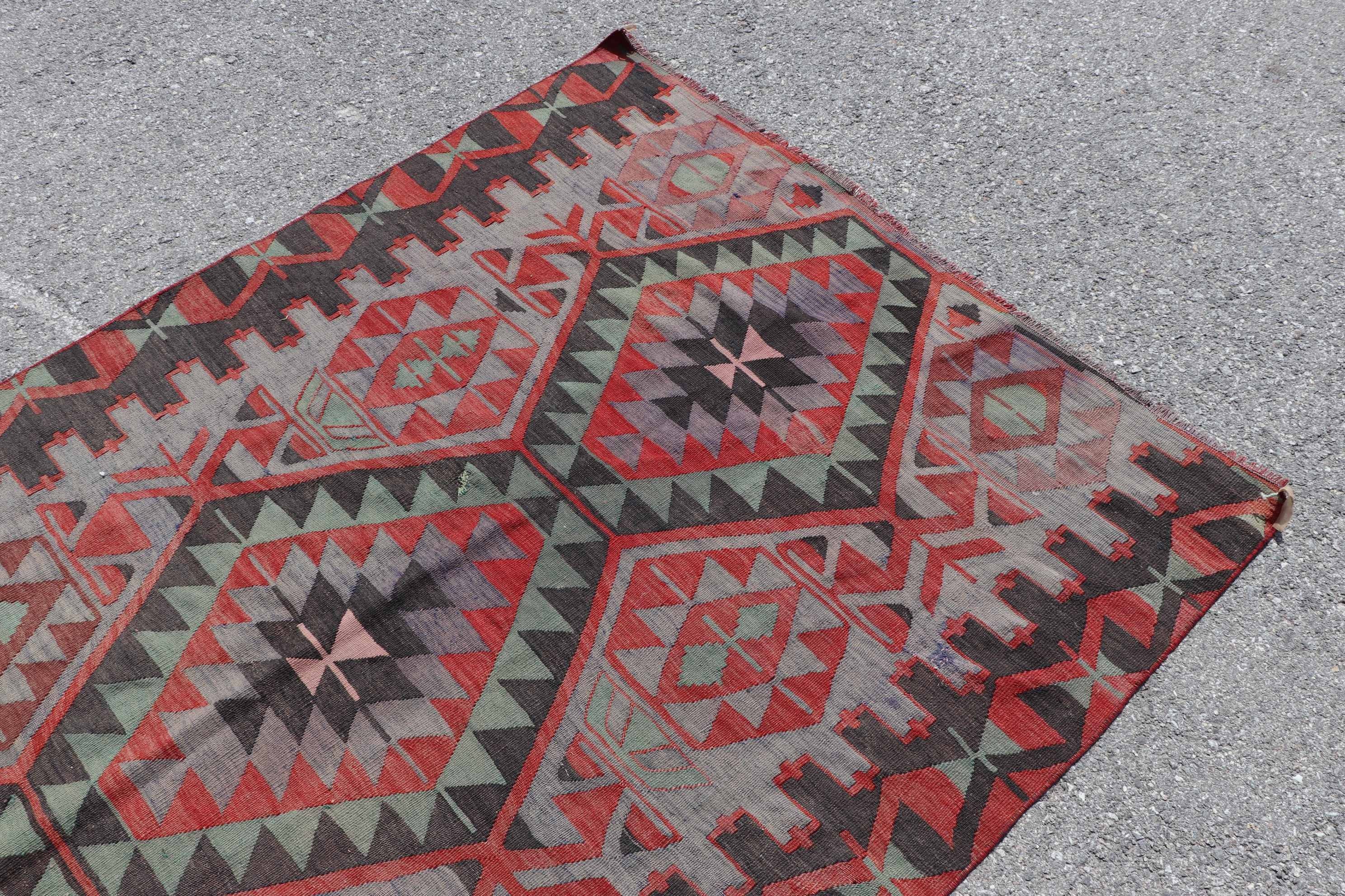 Oturma odası Kilim, 140x279 cm Salon Kilim, Yatak odası Kilim, Uşak Kilim, Nostaljik Kilim, Kırmızı Zemin Kilim, Oturma odası Kilim