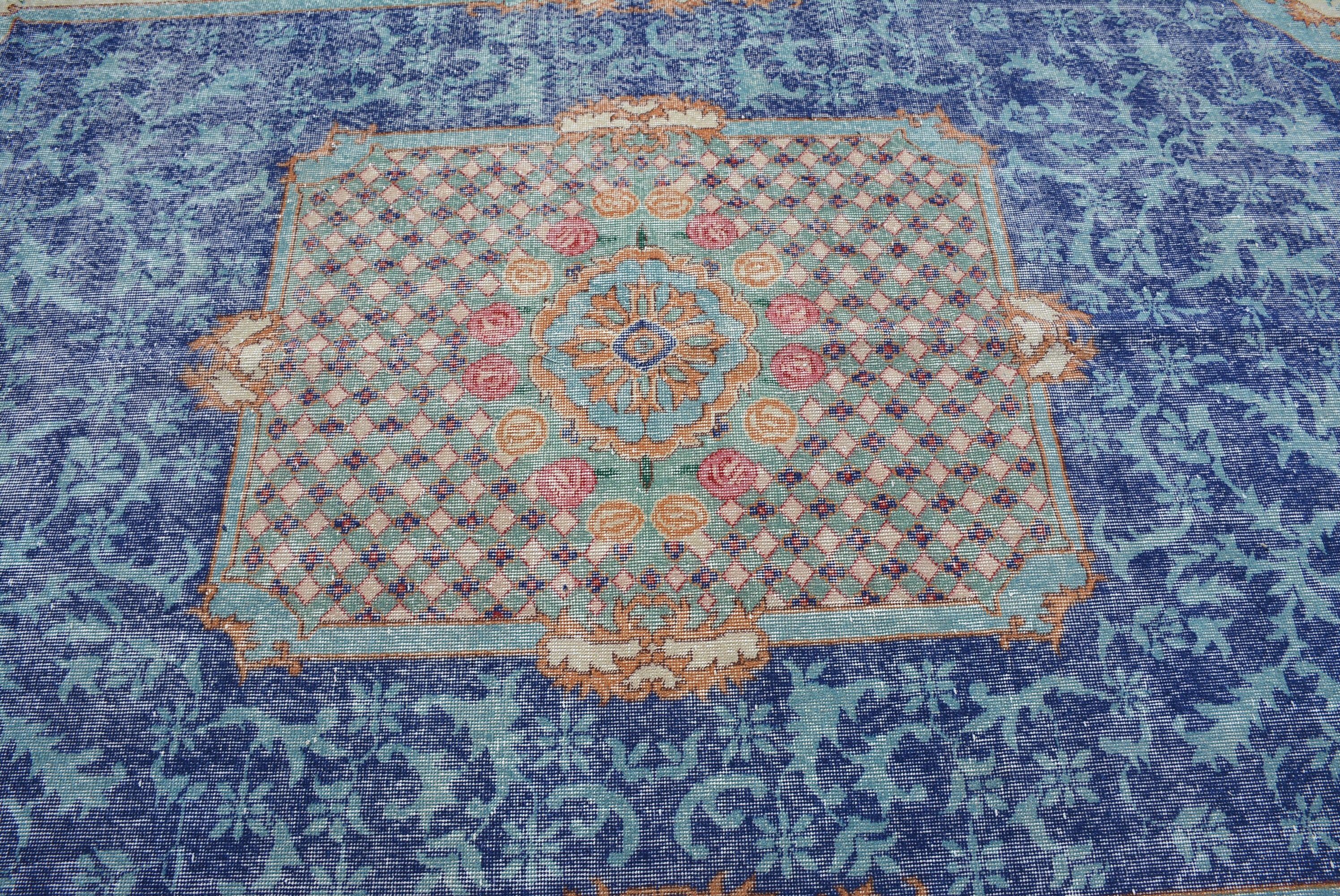Living Room Rug, Turkish Rugs, Vintage Rug, Colorful Rug, 6.9x8.9 ft Large Rugs, Wool Rugs, Muted Rugs, Rugs for Salon, Dining Room Rug