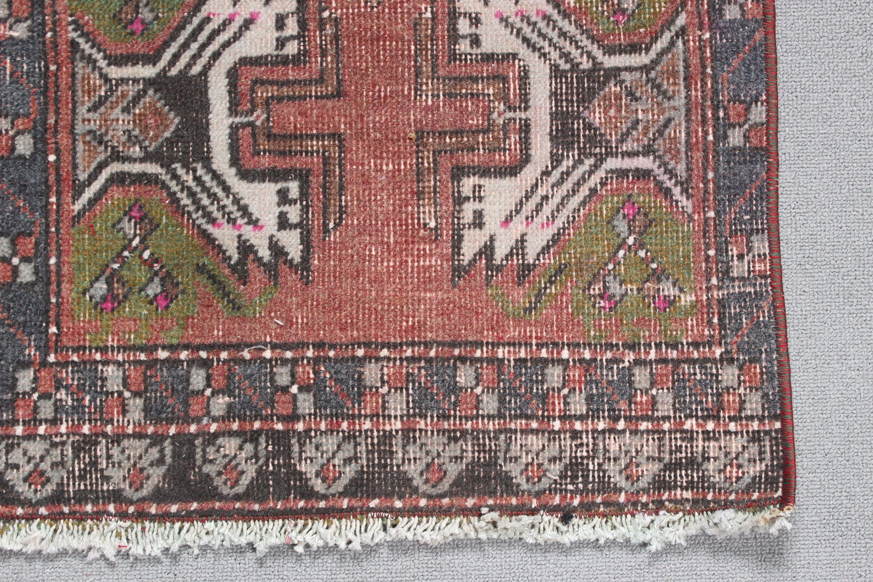 Entry Rug, Turkish Rug, Car Mat Rugs, Boho Rug, Anatolian Rugs, Red Statement Rugs, Rugs for Bathroom, Vintage Rugs, 1.5x3.4 ft Small Rug